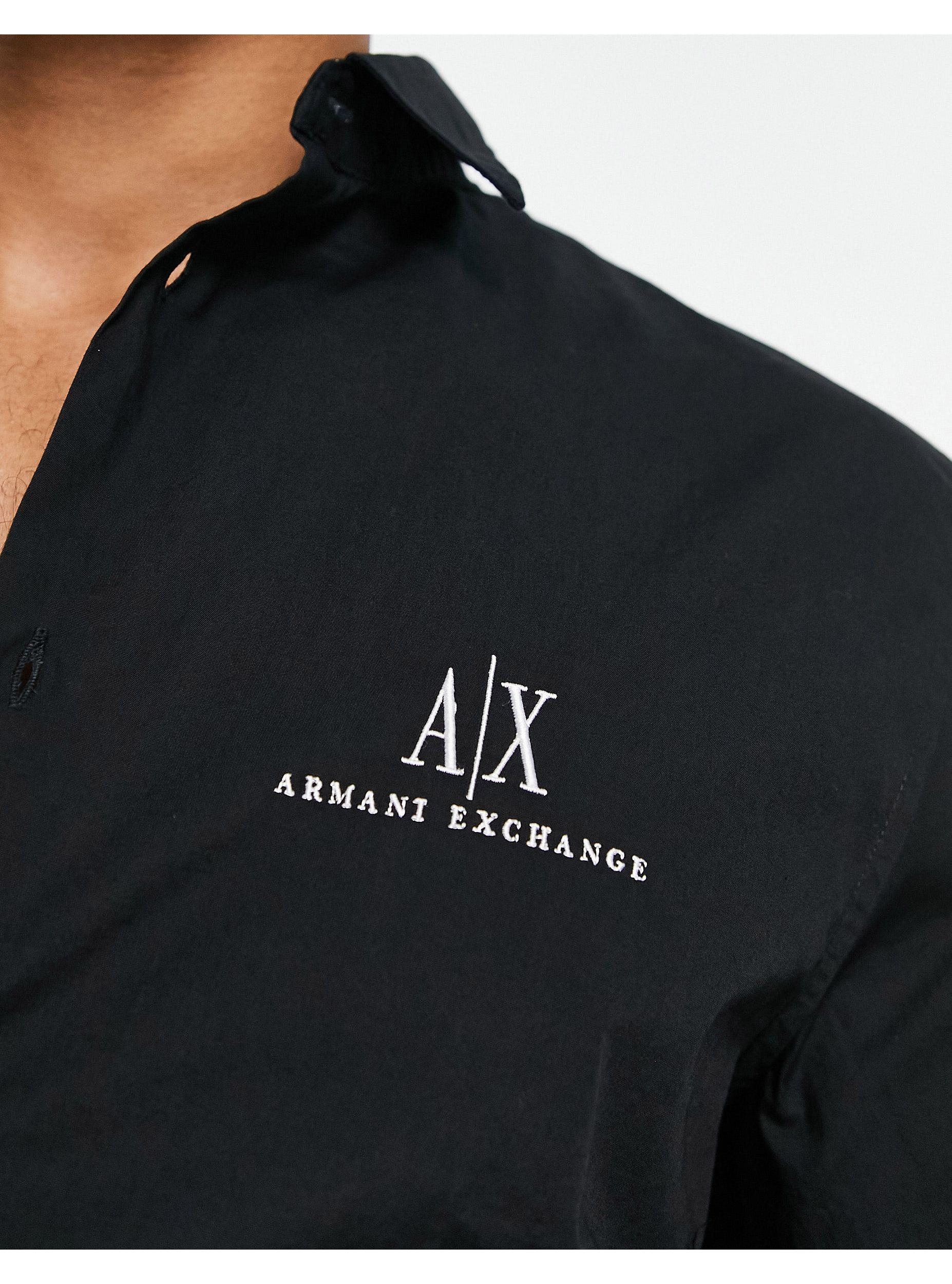 Armani Exchange Slim Fit Logo Shirt in Blue for Men | Lyst