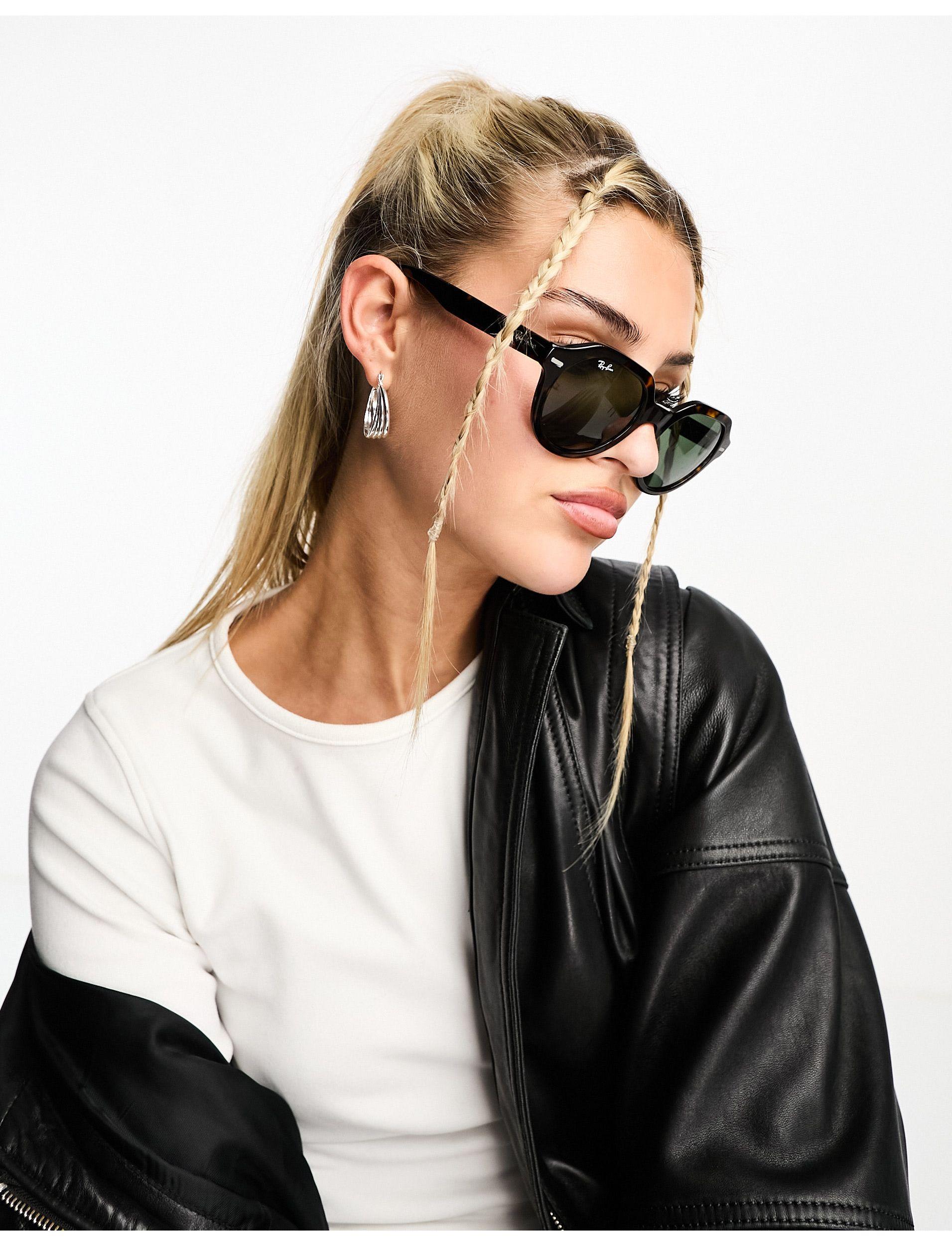 Ray-Ban Gina Hex Round Sunglasses in Black | Lyst