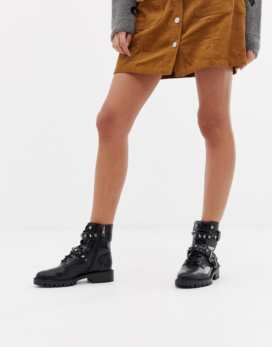 Botas moteras con hebilla Stradivarius de Denim de color Negro | Lyst