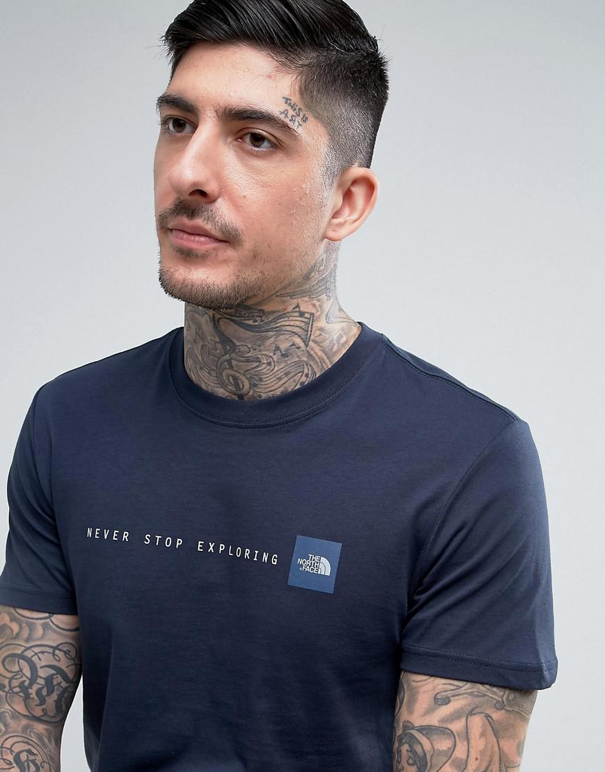 The North Face Cotton T-shirt With Never Stop Exploring Logo In Navy in  Blue for Men | Lyst Canada