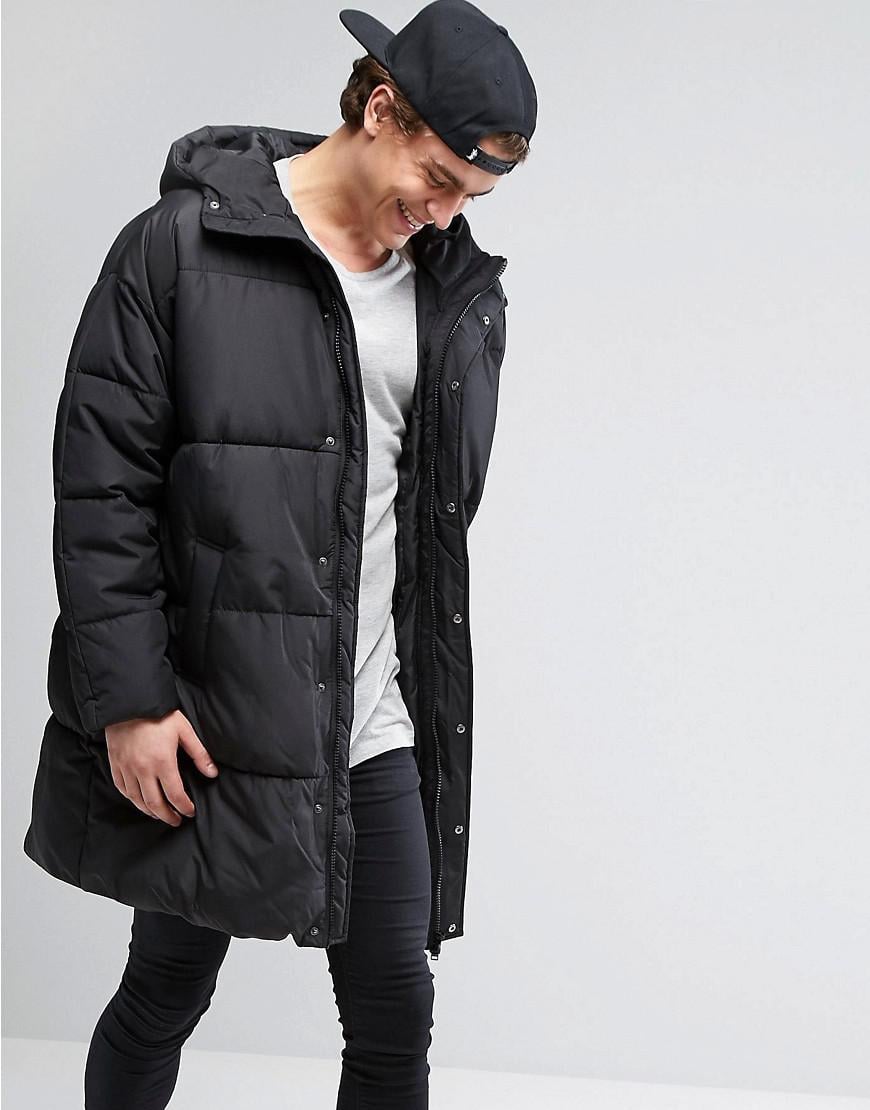ASOS Synthetic Puffer Jacket In Oversized Fit With Hood in Black for Men -  Lyst