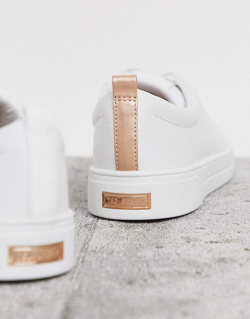 Ted Baker Leather Trainers With Rose Gold in White | Lyst