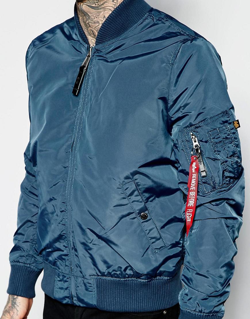 Alpha Industries Synthetic MA1 Slim Fit Bomber Jacket in Blue for Men