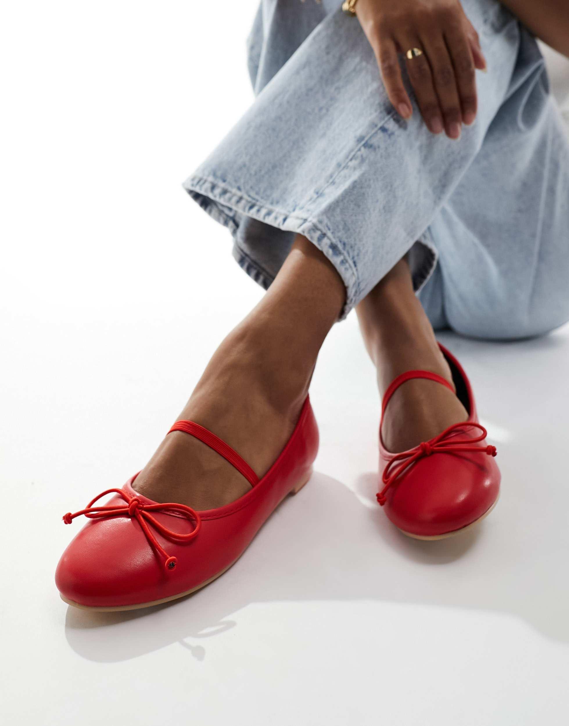 Red Flat Pumps