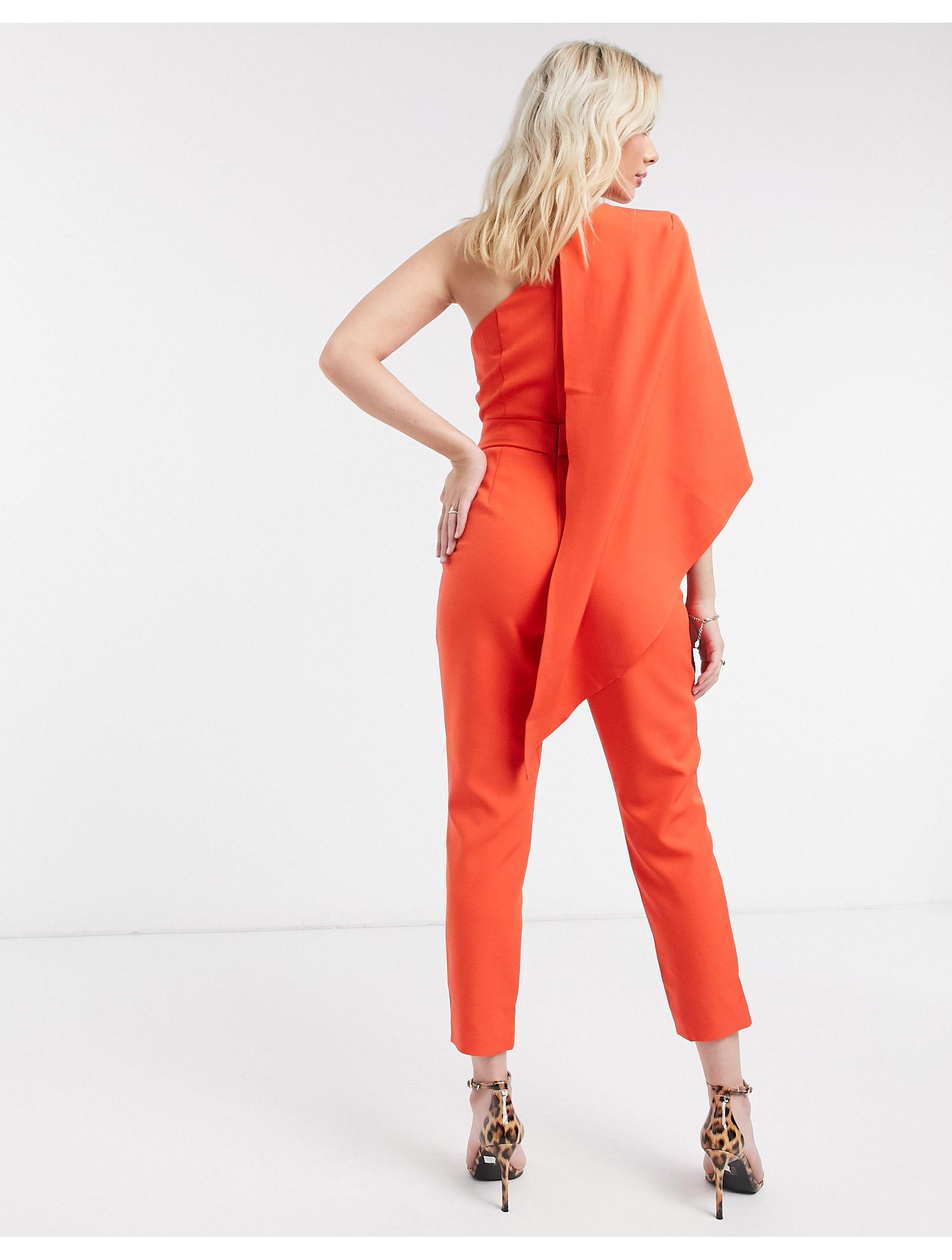 Lavish Alice One-shoulder Cape Jumpsuit 