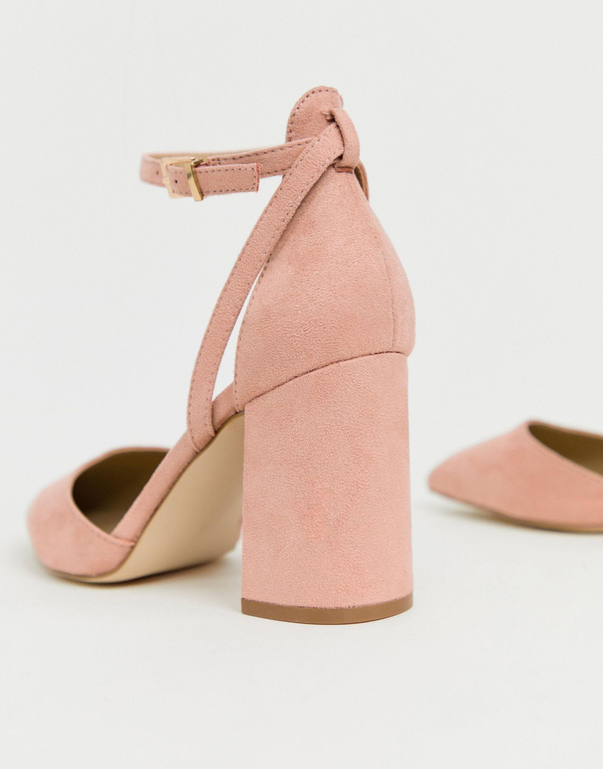 Raid Wide Fit Katy Blush Heeled Shoes in Natural | Lyst