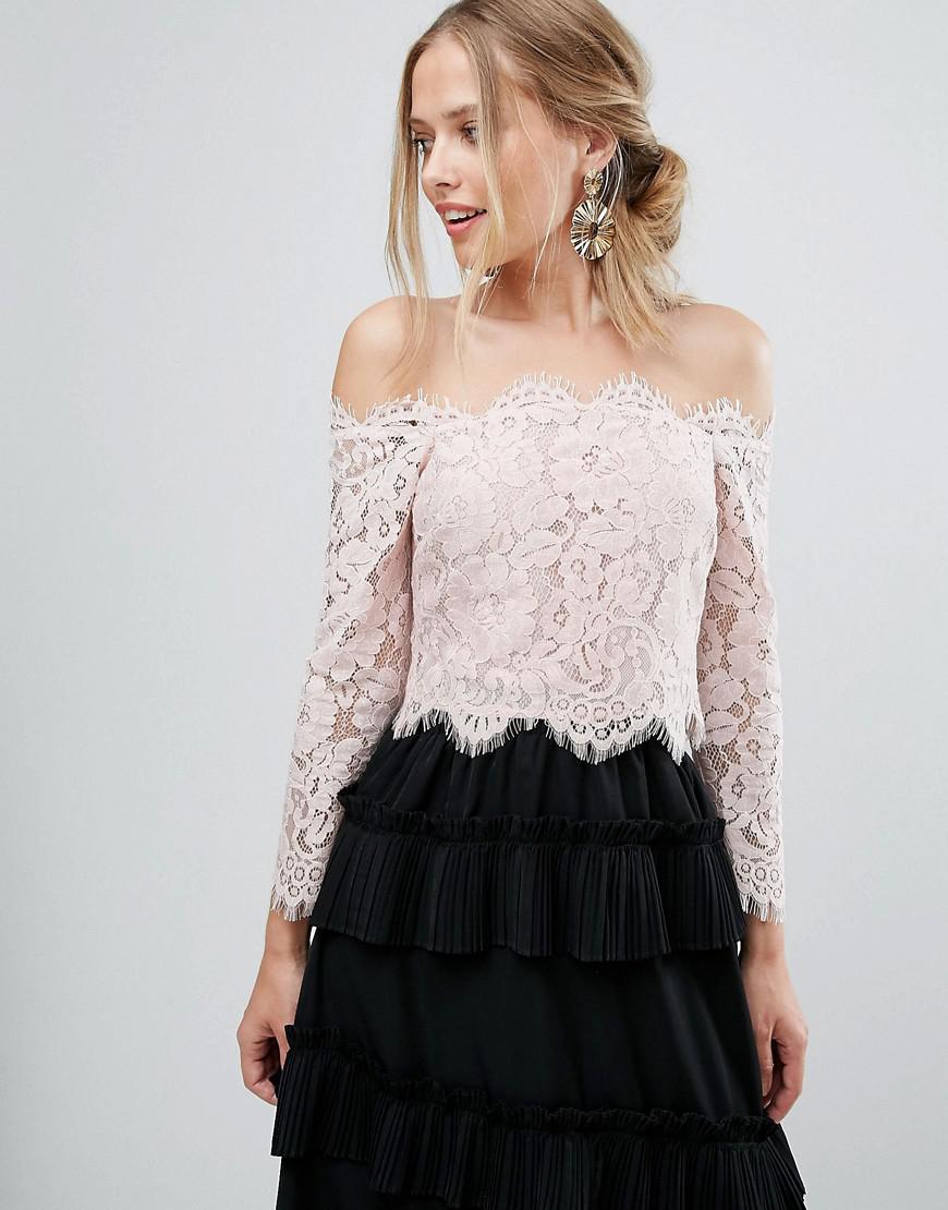Coast Marr Lace Bardot Top in Pink | Lyst