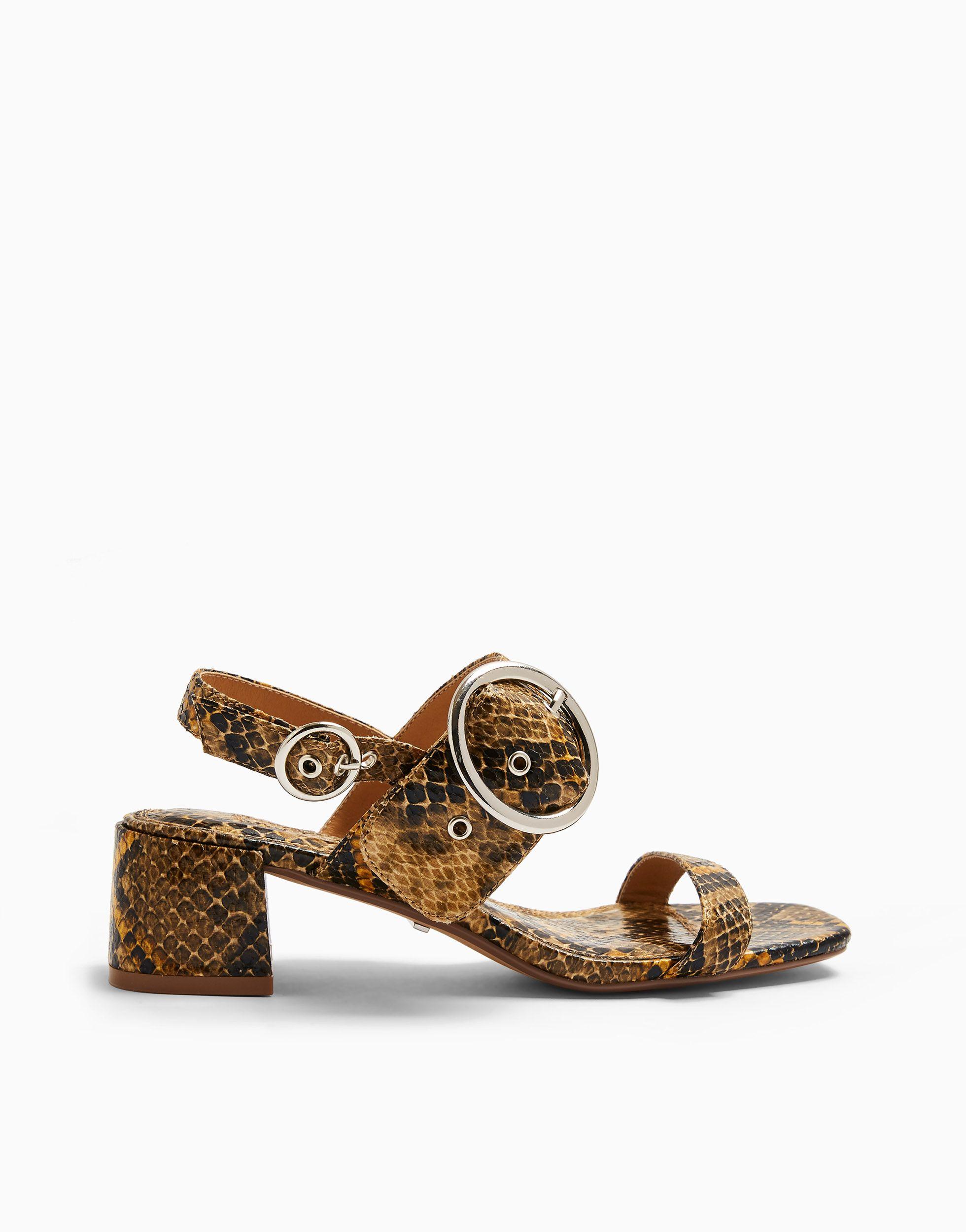 snake block heel sandals