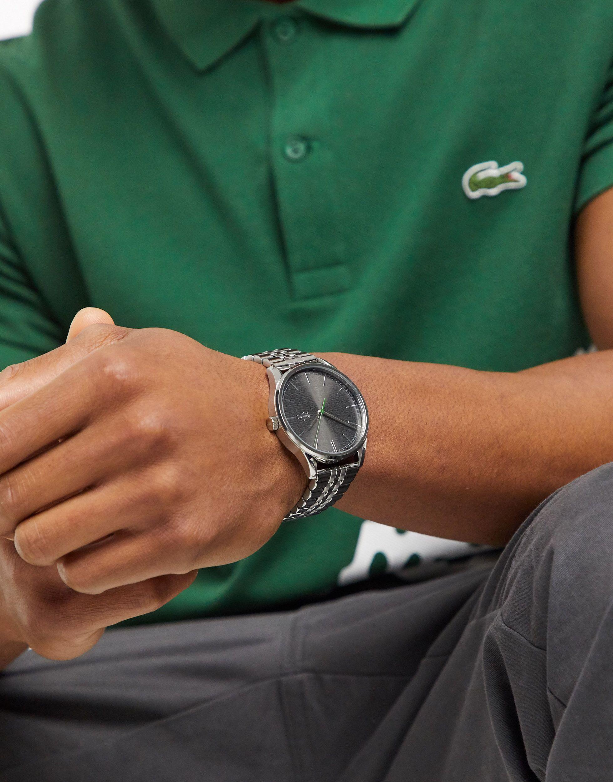 silver lacoste watch