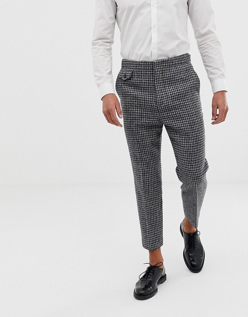 ASOS Tapered Smart Pants In 100% Wool Harris Tweed Check in Gray for ...