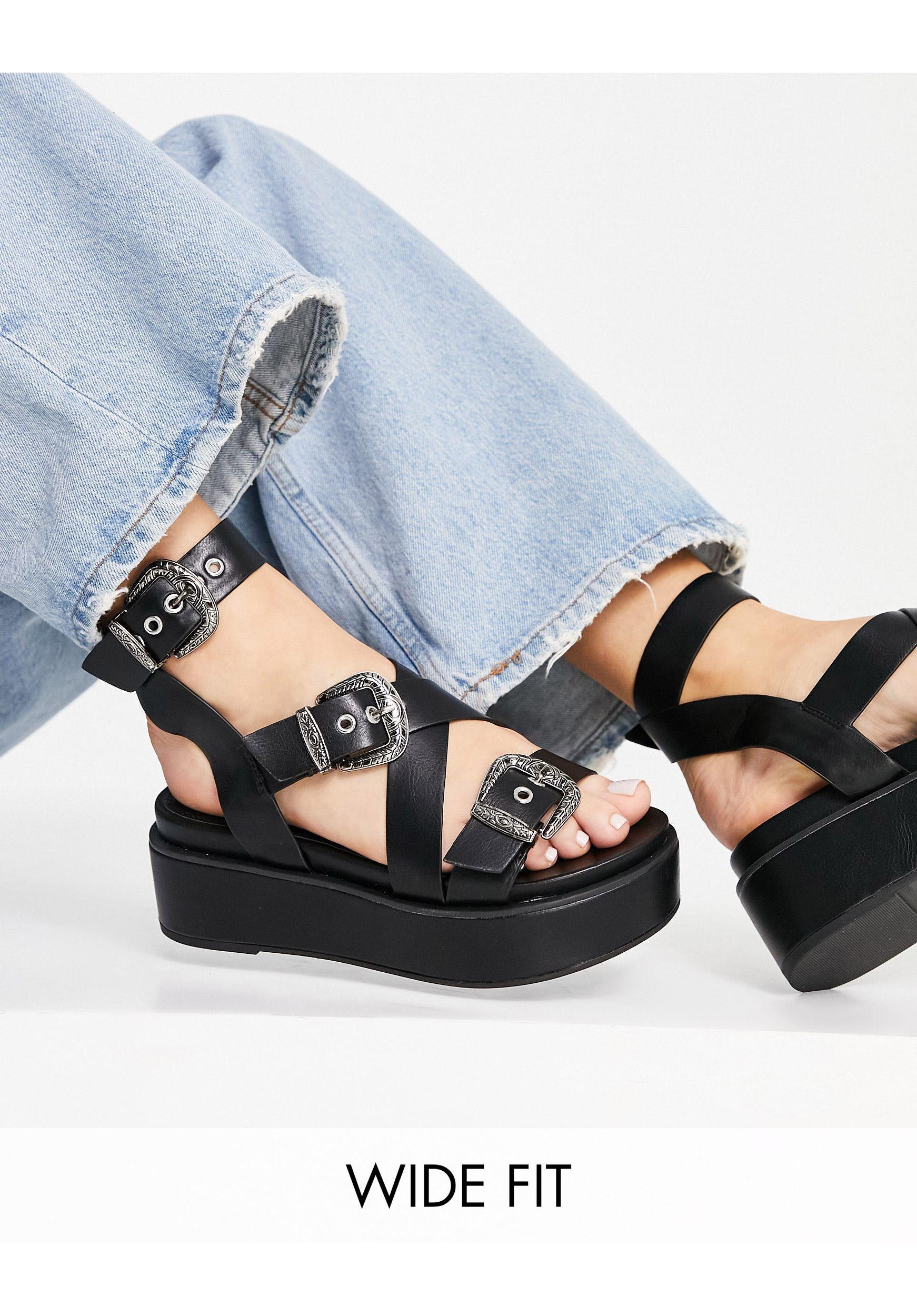 wide fit black flatforms