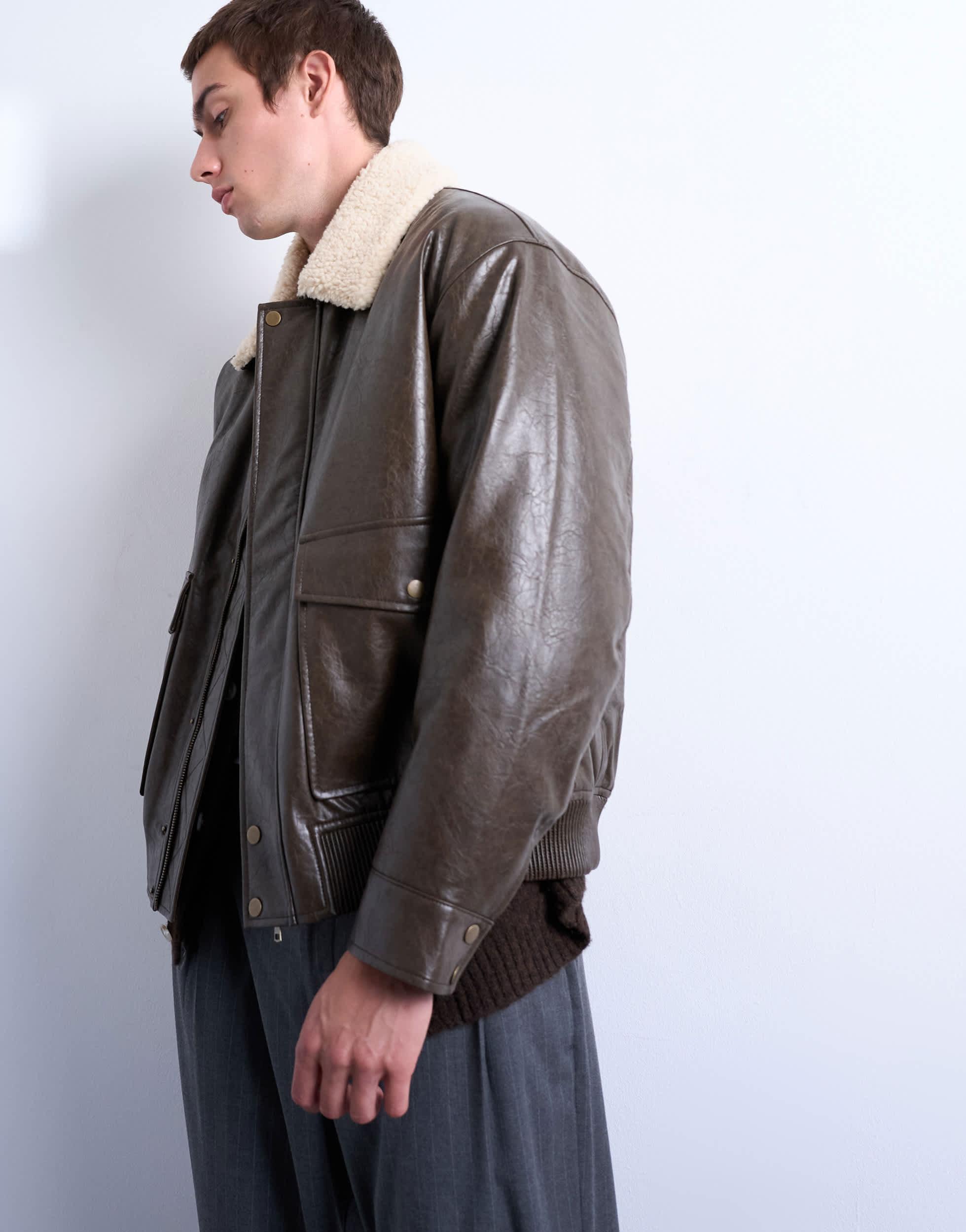 Bomber Jacket Topman Teddy Jacke TOPMAN Jackets For Men Online - Main Image