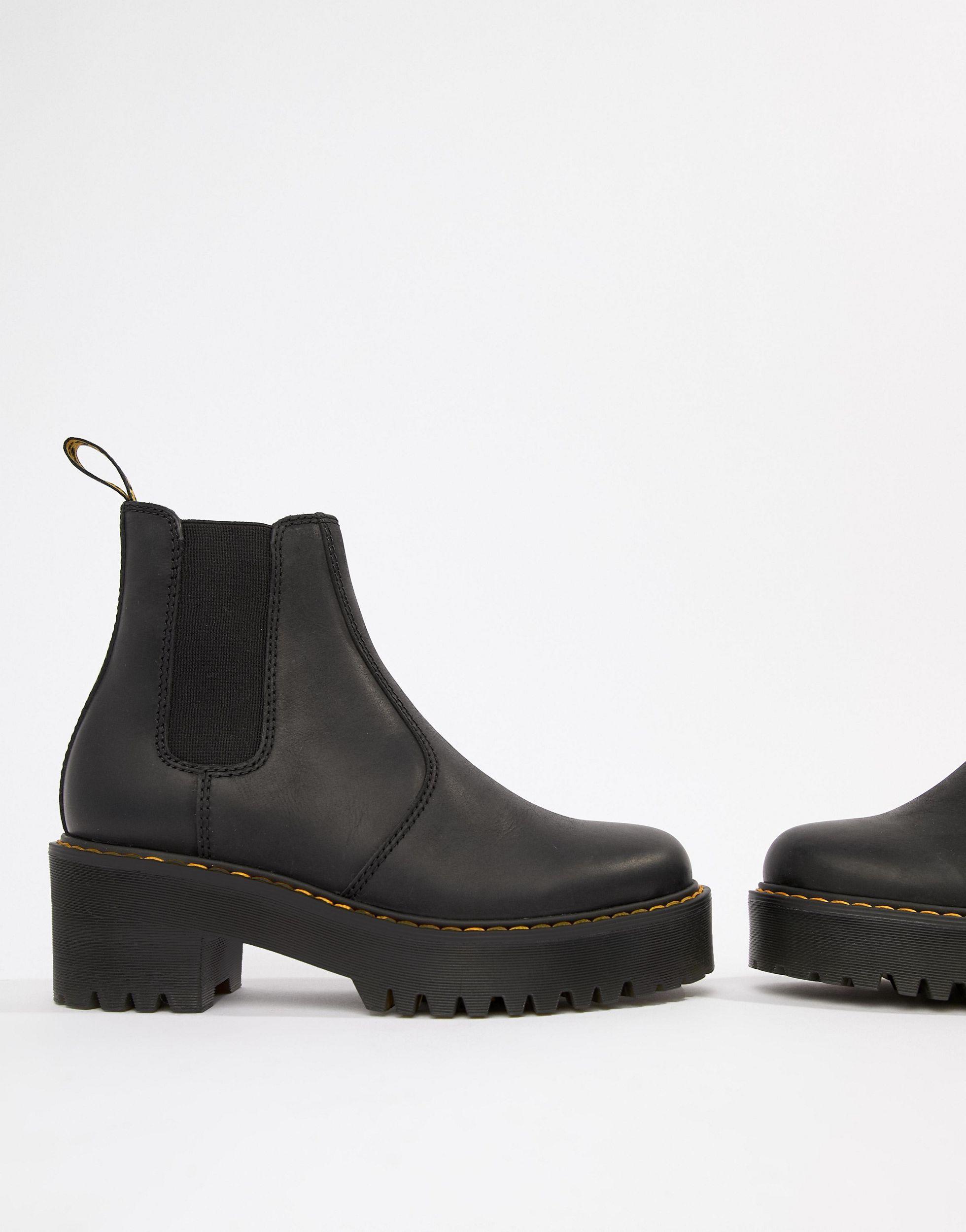 dr martens rometty black leather heeled chelsea boots