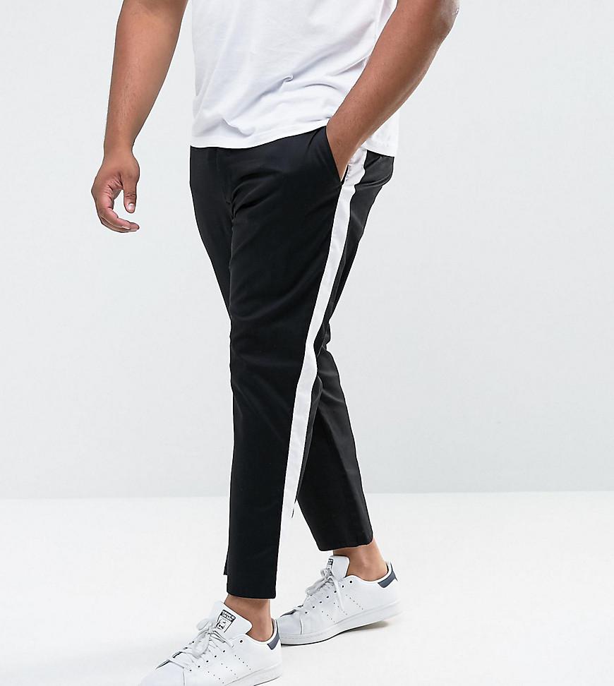 ASOS Cotton Plus Slim Chinos With Side Stripe In Black for Men - Lyst