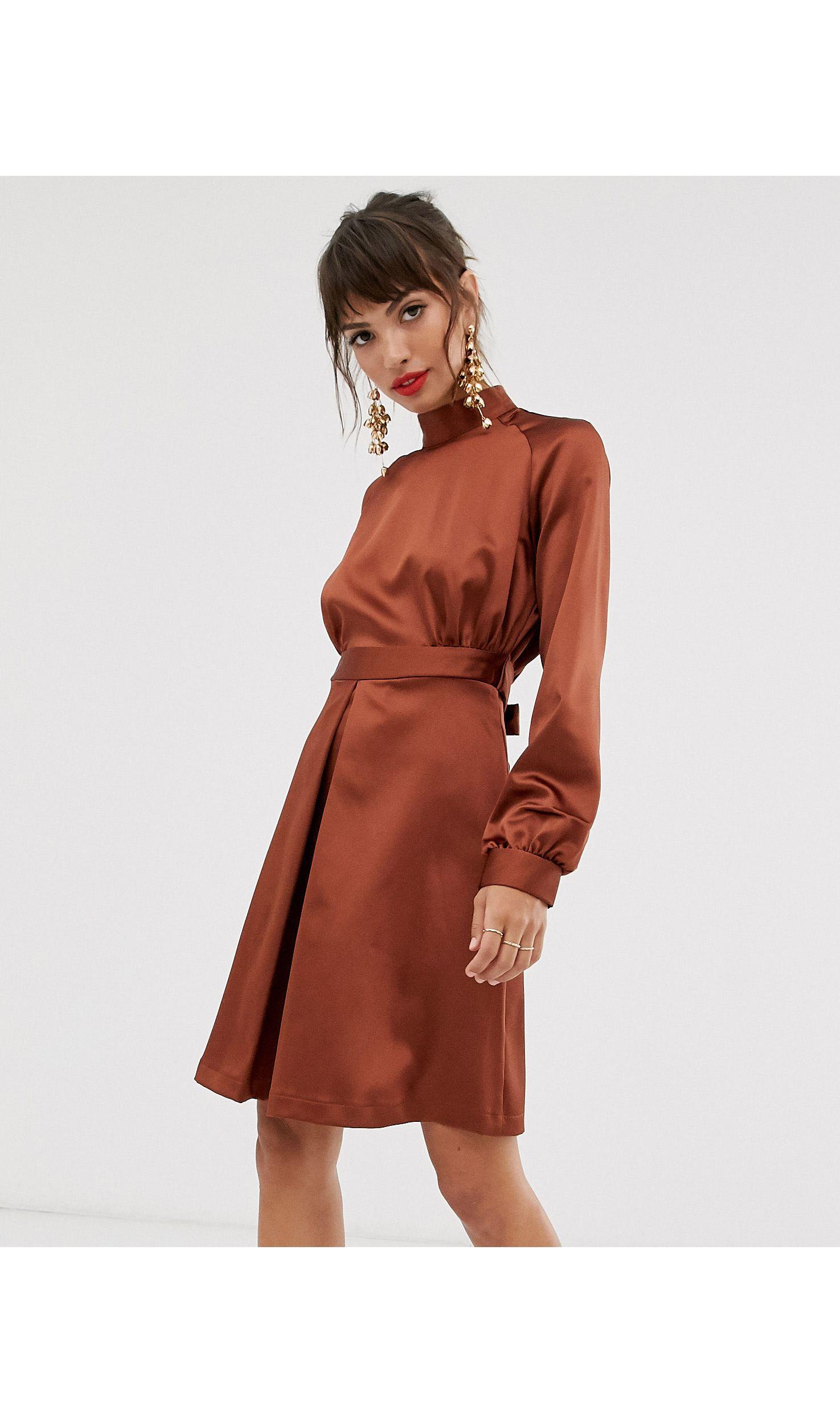 high neck satin