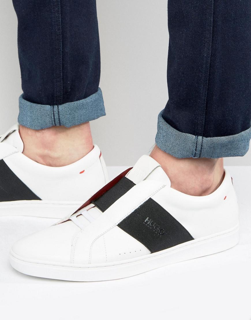 HUGO Leather By Boss Post Elastic Sneakers in White for Men | Lyst
