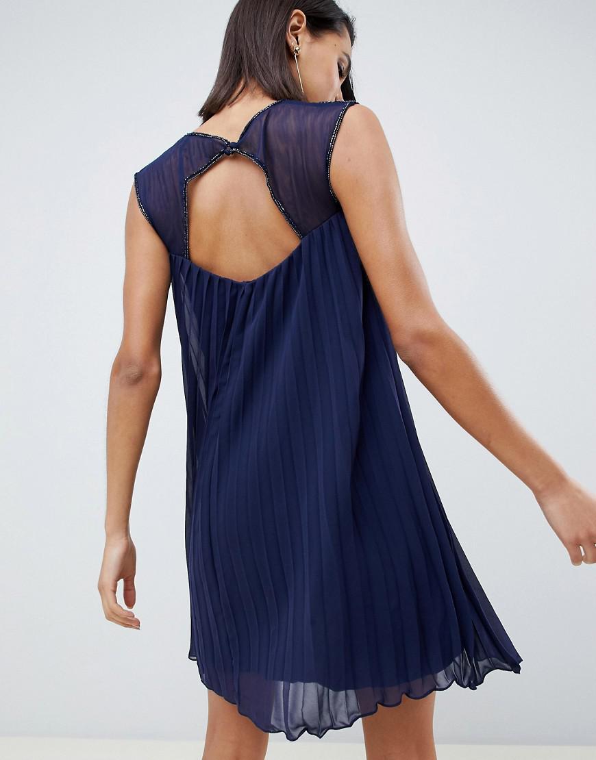 lipsy embellished pleat swing dress
