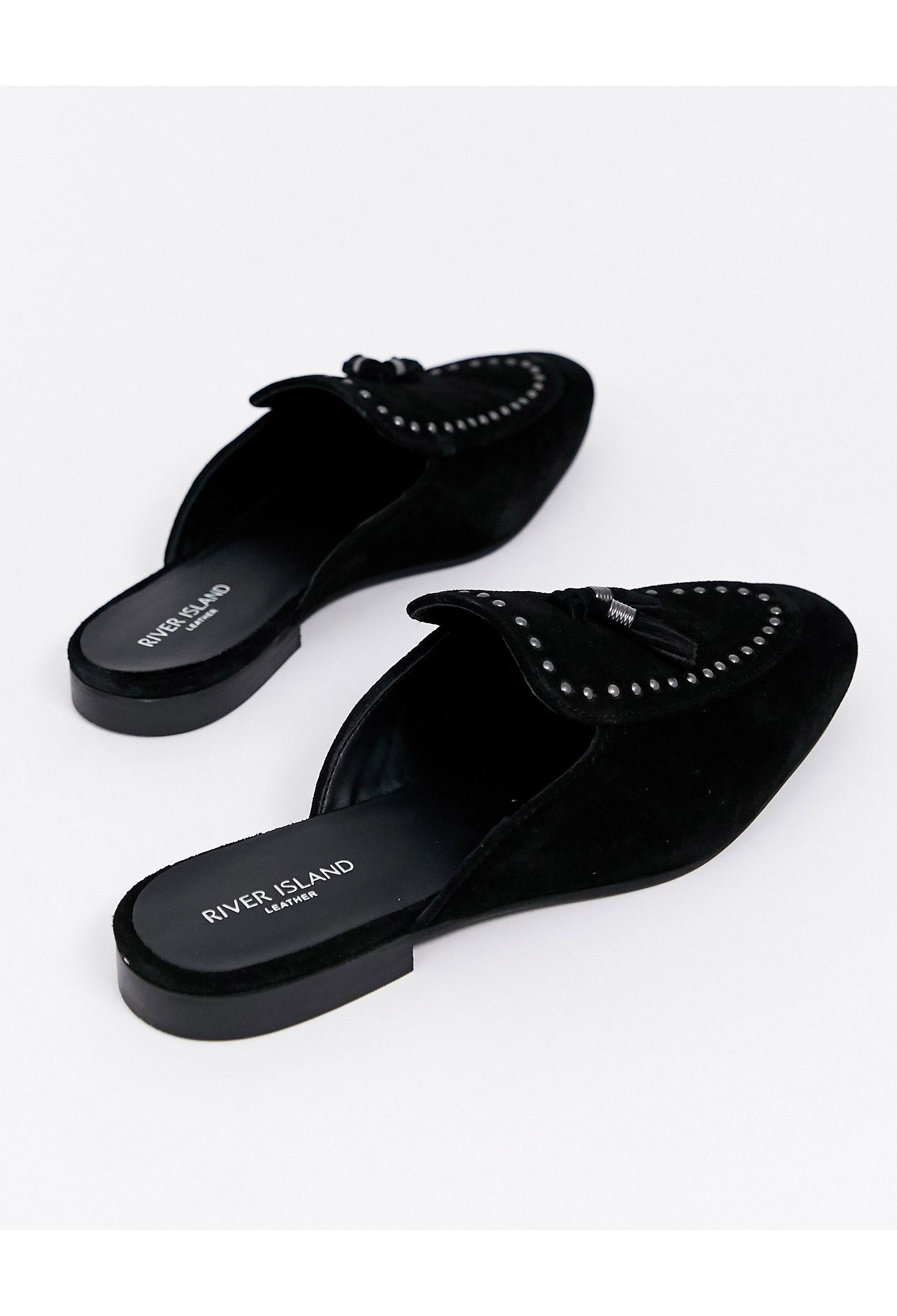 River Island Suède Loafers Met Open Achterkant in het Zwart voor heren -  Lyst