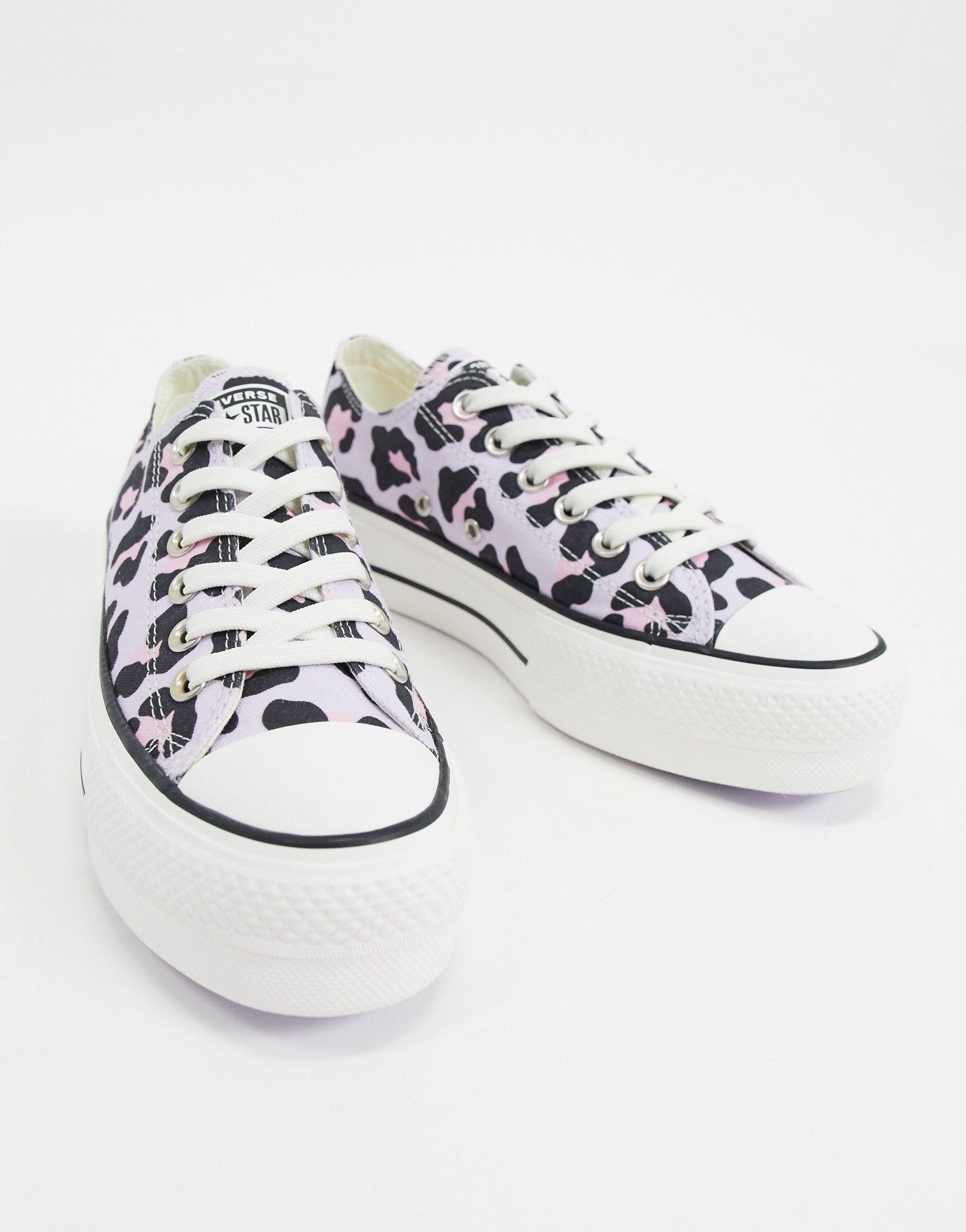 Converse Chuck Taylor Low Lift Platform Lilac Leopard Print Sneakers-purple  in White | Lyst