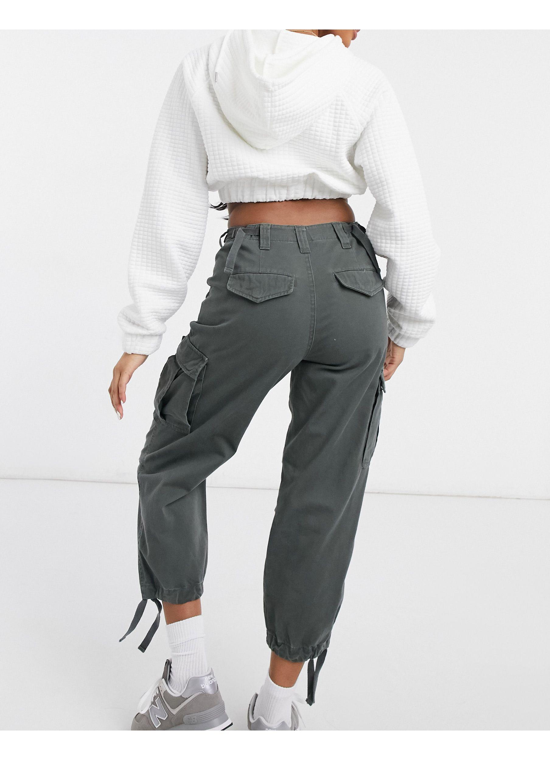 ASOS Asos Design Petite Cargo Trousers With Utility Pocket in Green | Lyst