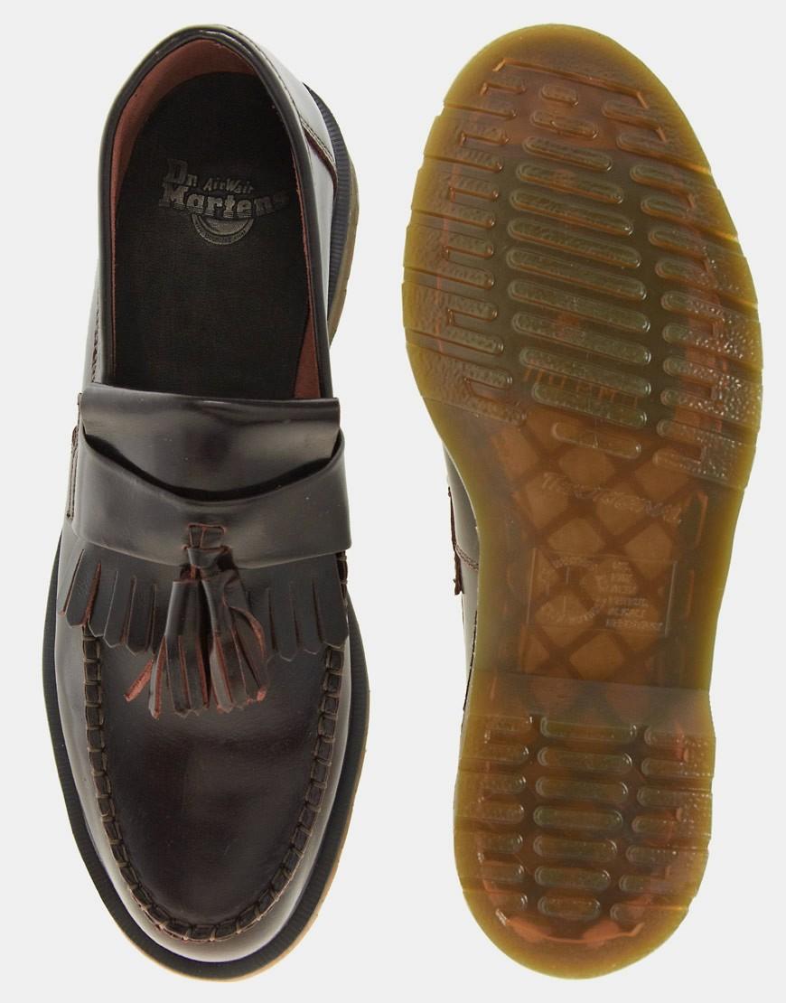 dr martens adrian bar loafers in red