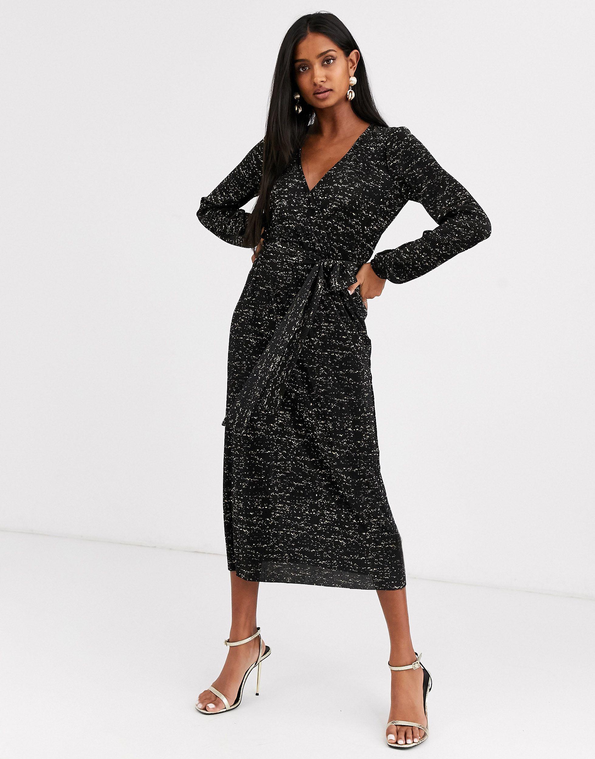 glitter midi dress long sleeve