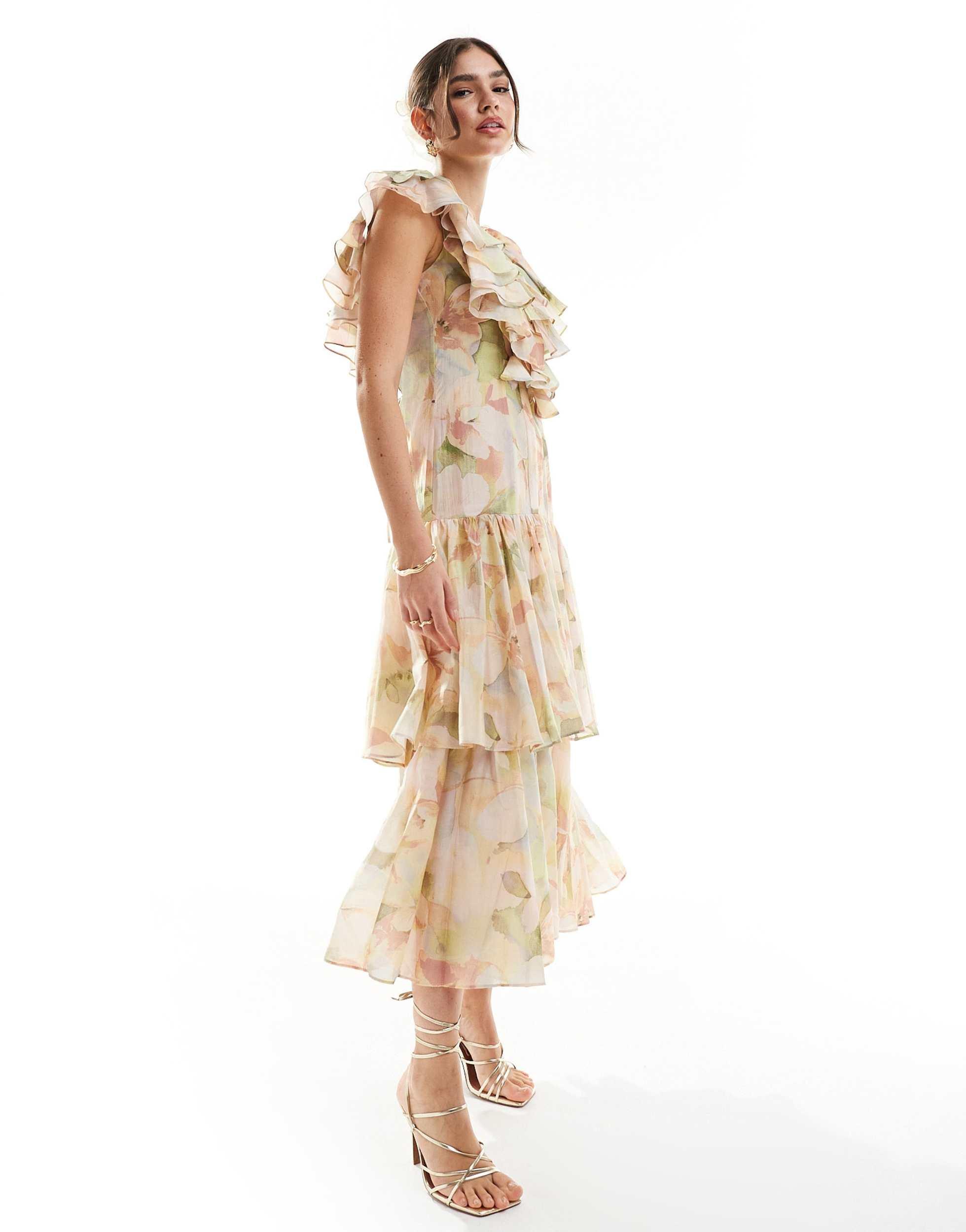 & Other Stories Tiered Maxi Dress With Ruffle Detail in White | Lyst