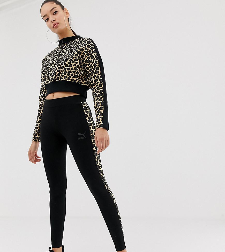 puma cheetah print side stripe t7 legging