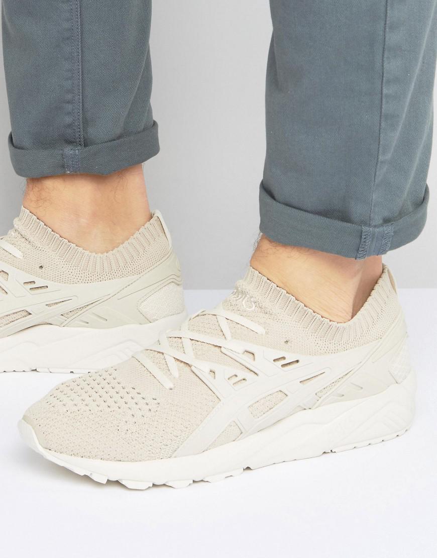 gel-kayano knit sneakers in beige gel-kayano knit sneakers in beige
