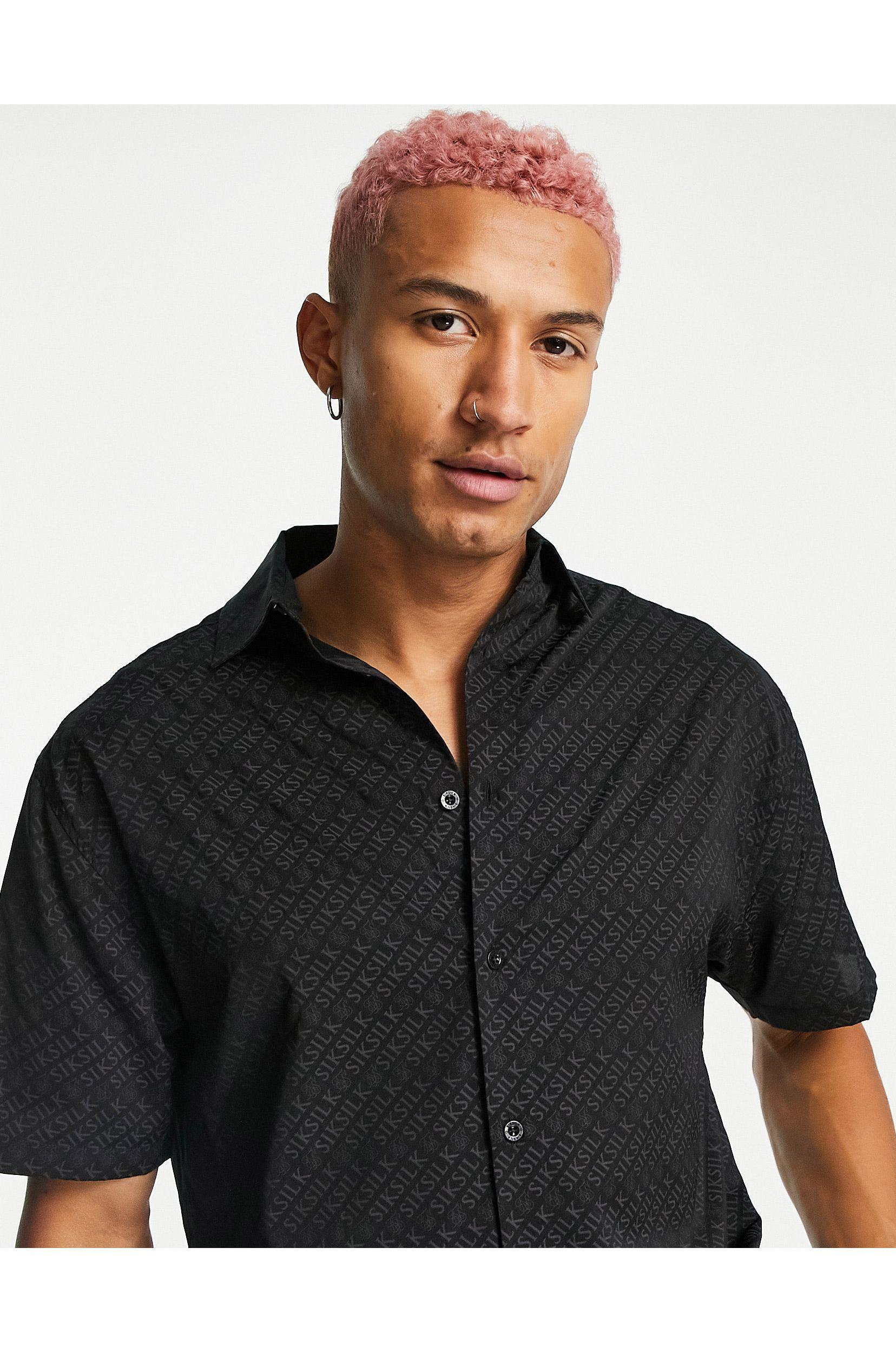 Camisa negra con logo estampado SIKSILK de hombre de color Negro | Lyst