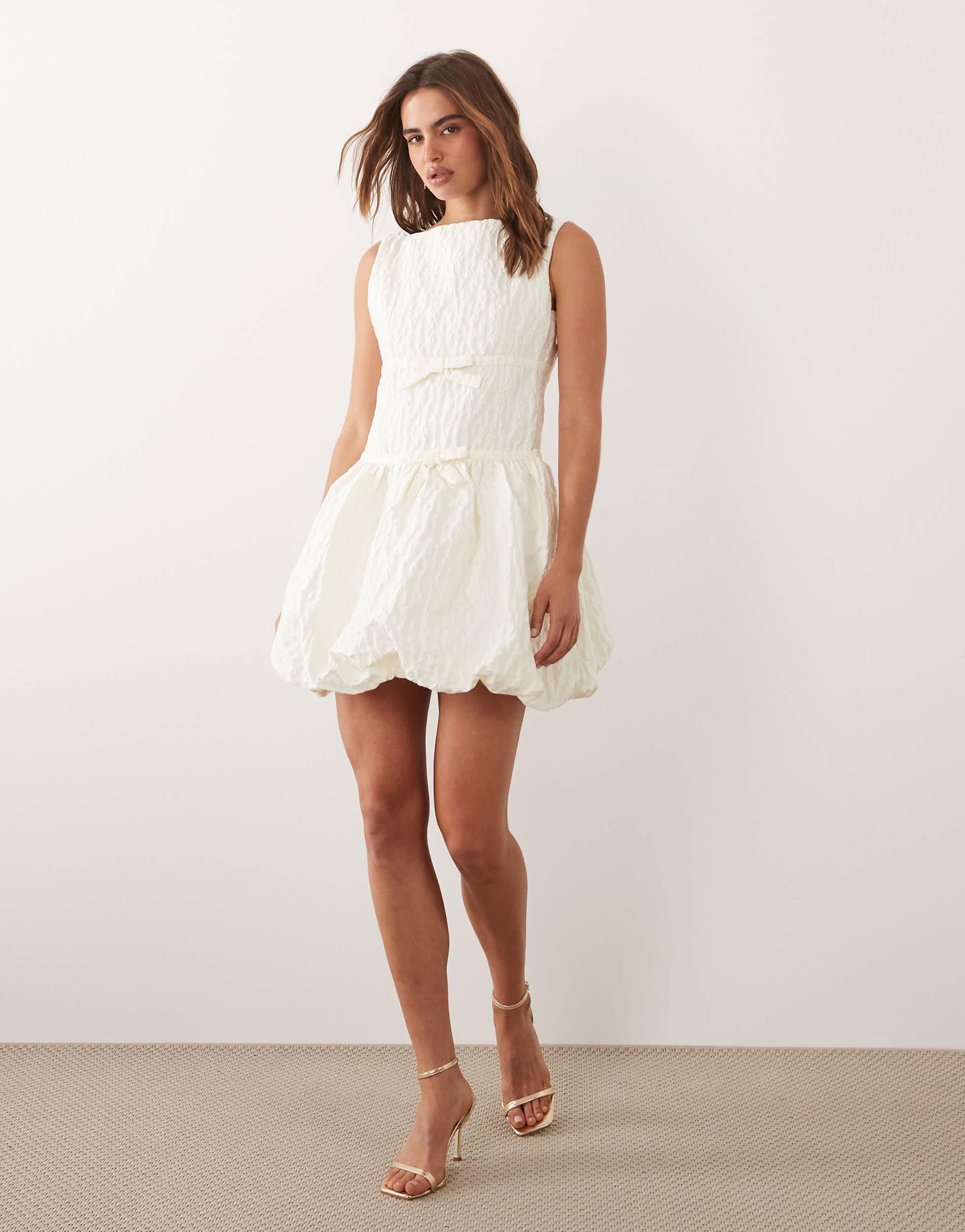 Designer Dream Sister Jane Tailored Jacquard Mini Dress In Ivory