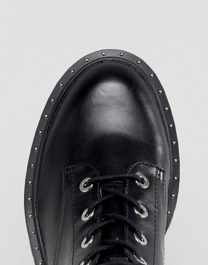 stradivarius mid heel boots in black