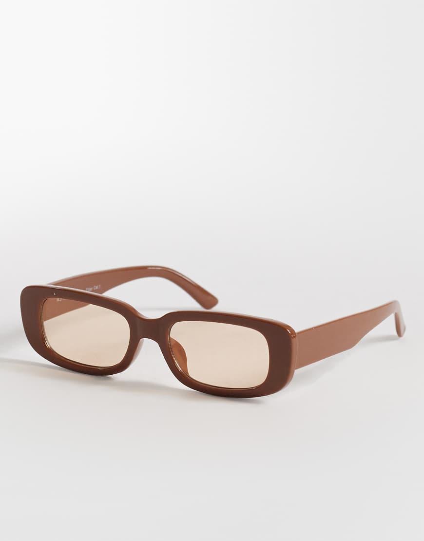  AJ Morgan rust orange brown thick square frame 90s rectangular sunglasses AJ Morgan oversized rectangle sunglasses in black | ASOS main image 3