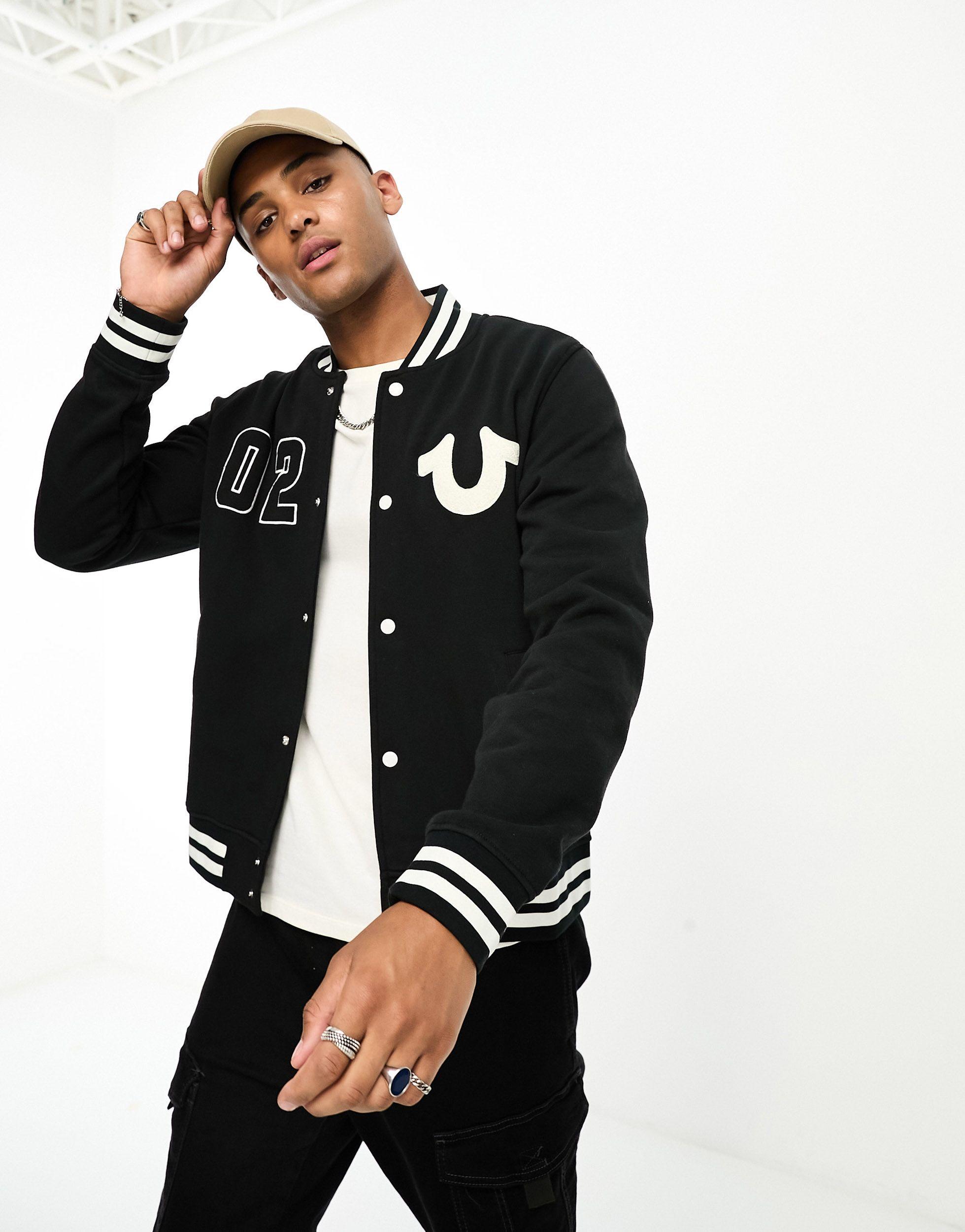 True Religion Varsity Jacket in Black for Men Lyst