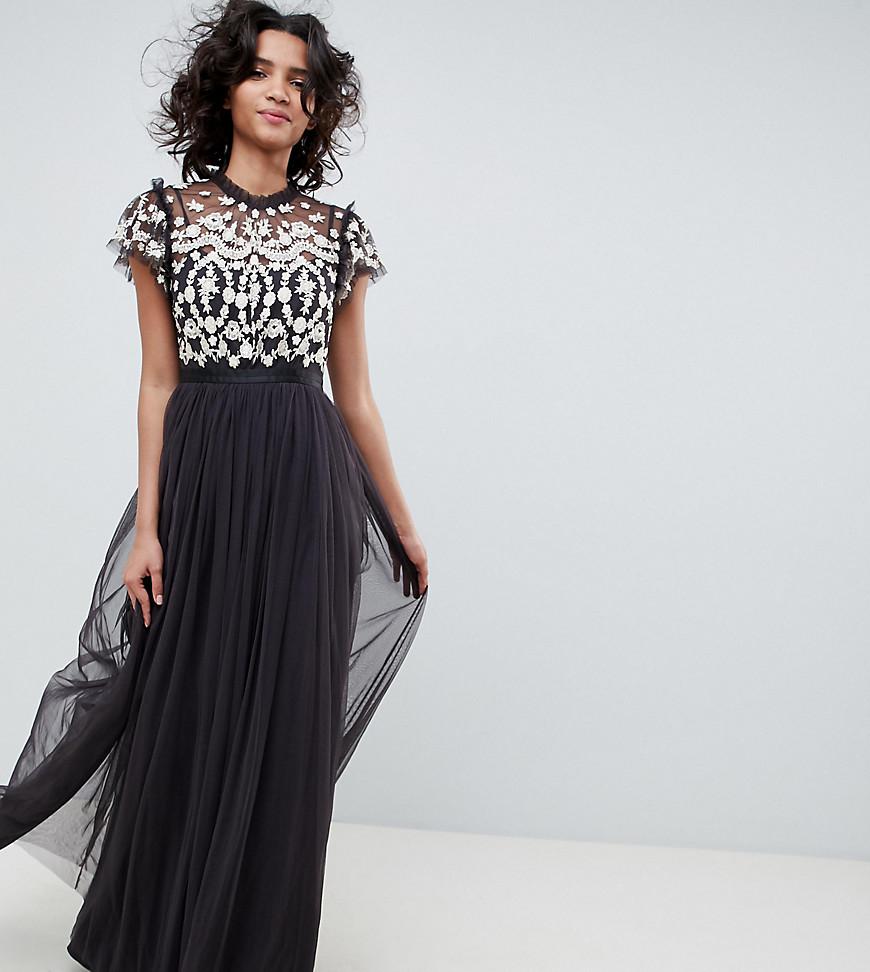 embroidered bodice maxi dress