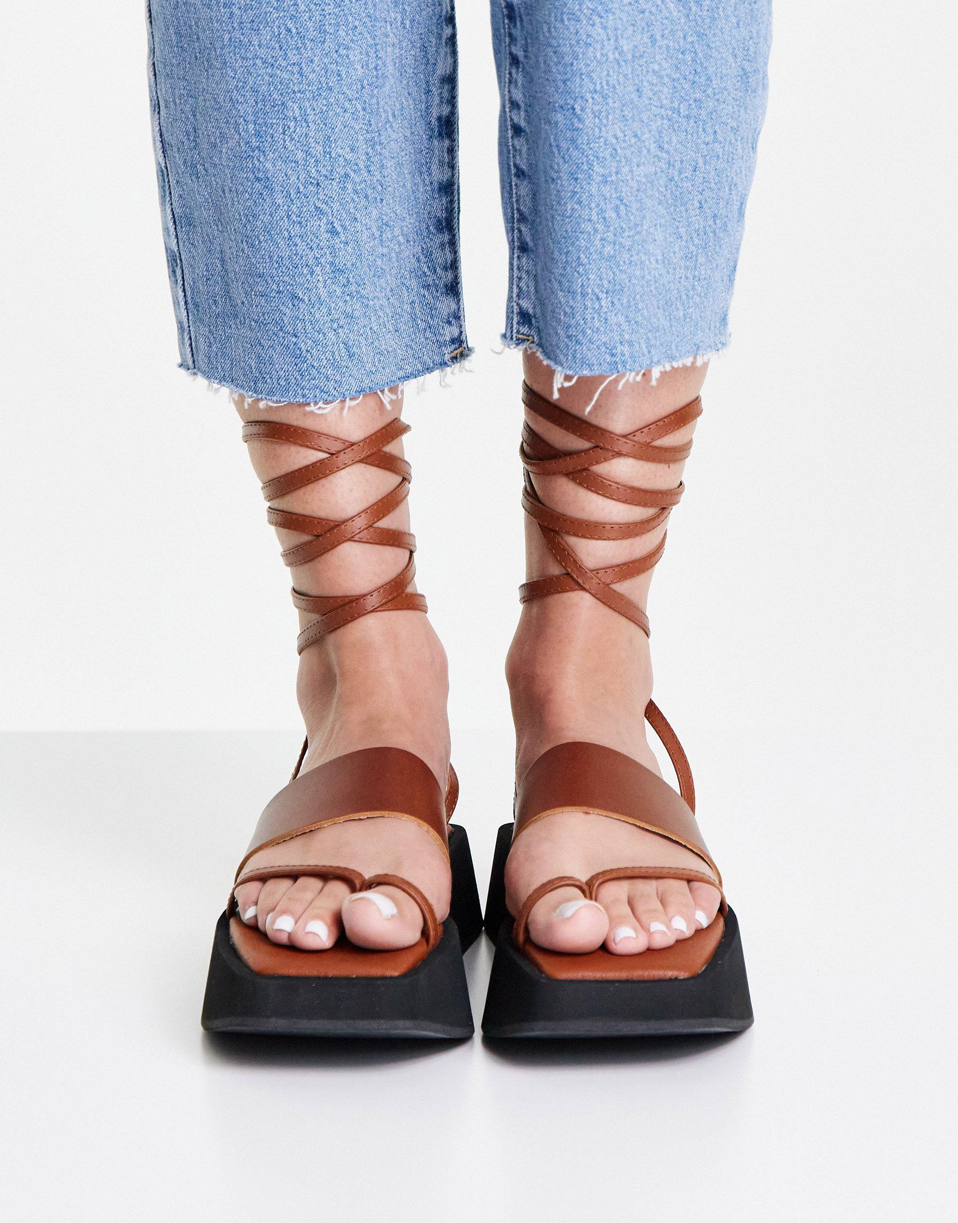 topshop tan leather sandals