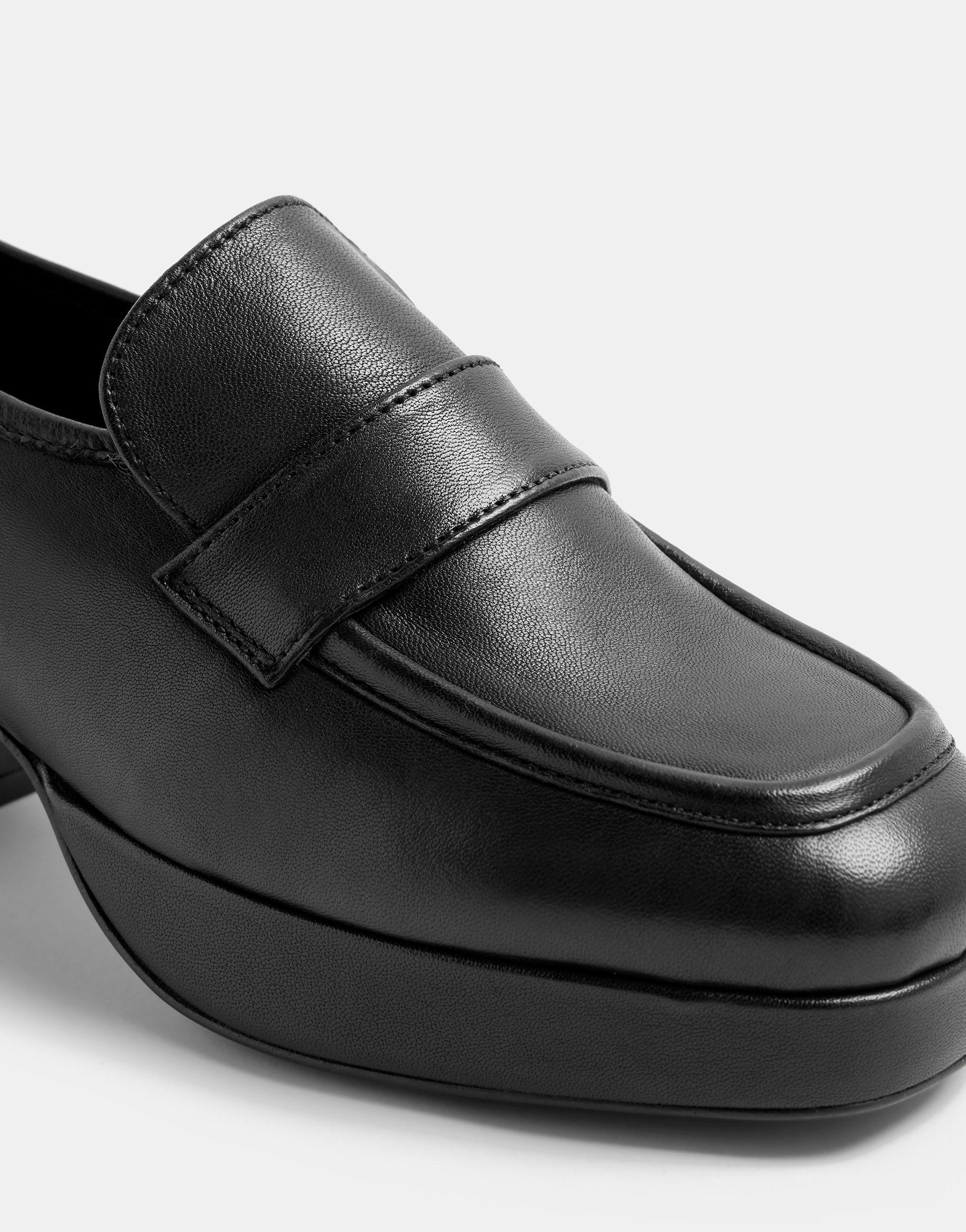 Nebu transfusion bomuld TOPSHOP Felix Leather Heeled Platform Loafer in Black | Lyst