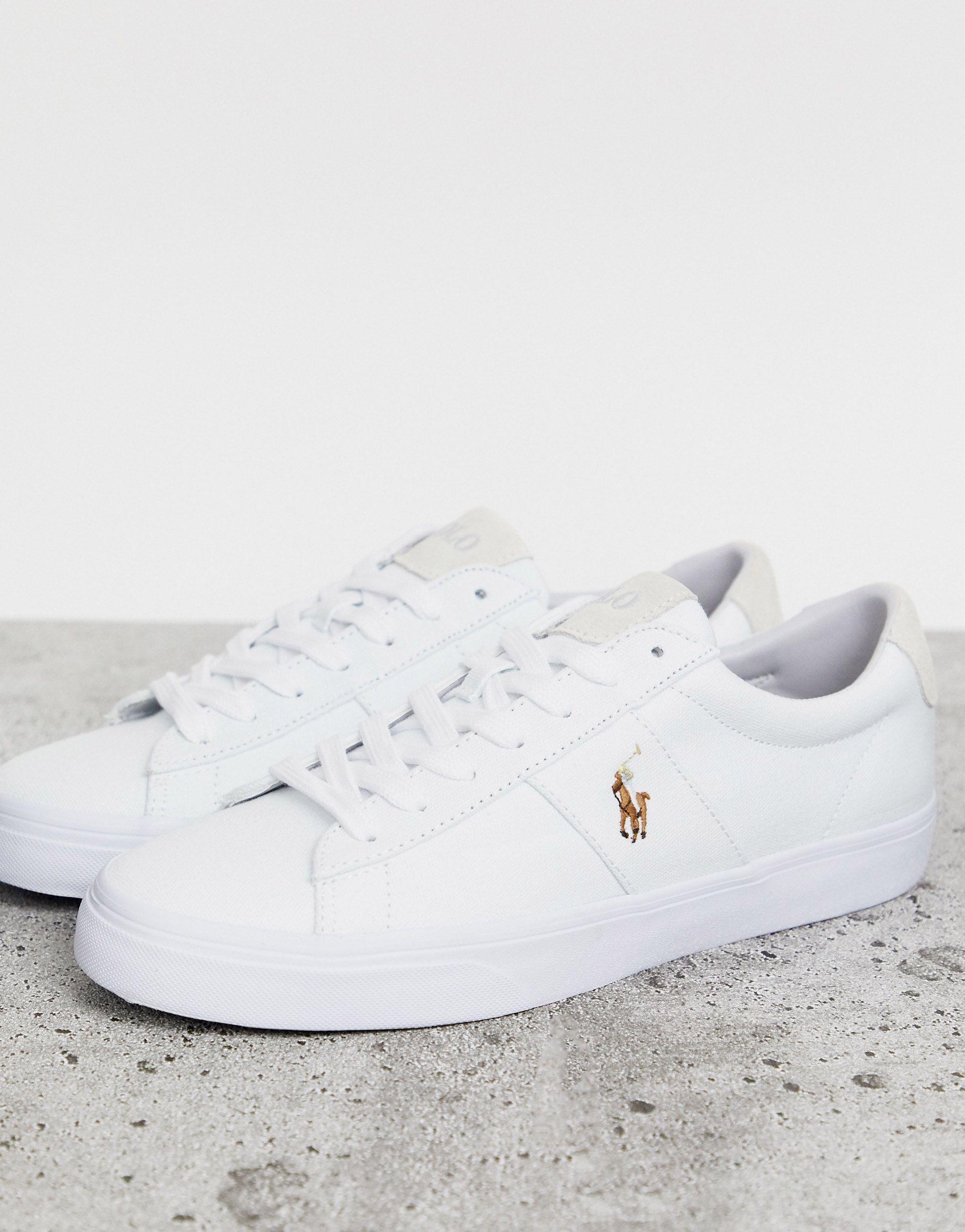 Polo Ralph Lauren Sayer Canvas Trainer With Multi Polo Player In White for  Men | Lyst