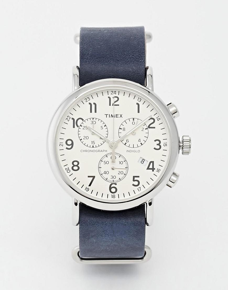 timex weekender chronograph blue dial
