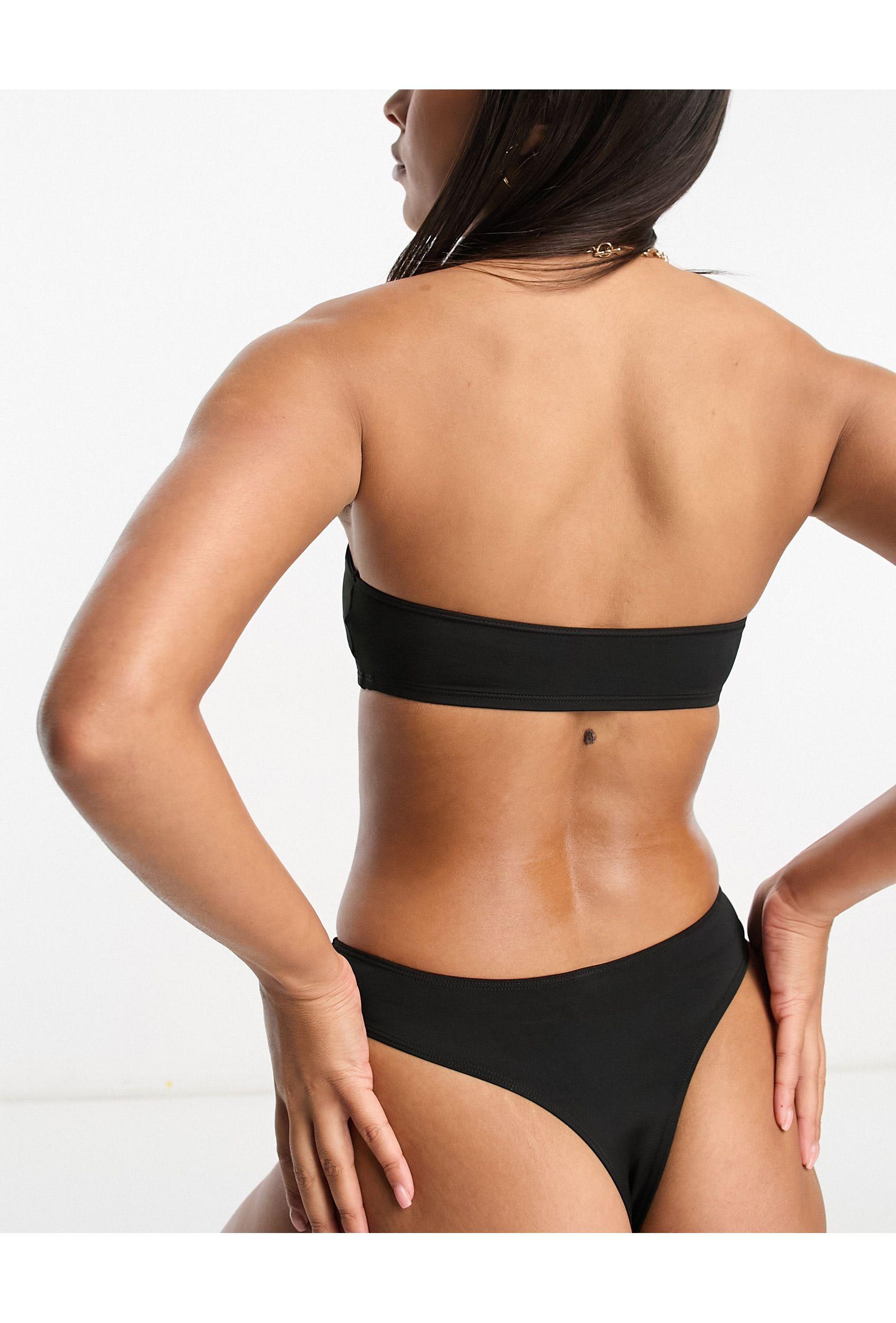 Monki Co-ord Bandaeu Bikini Top in Black | Lyst