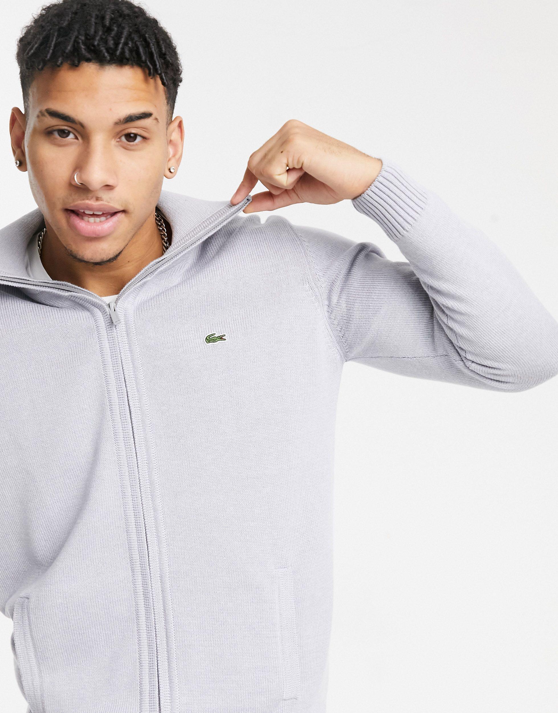 Lacoste Mens Full Zip Jumper in Grey (Gray) for Men - Lyst