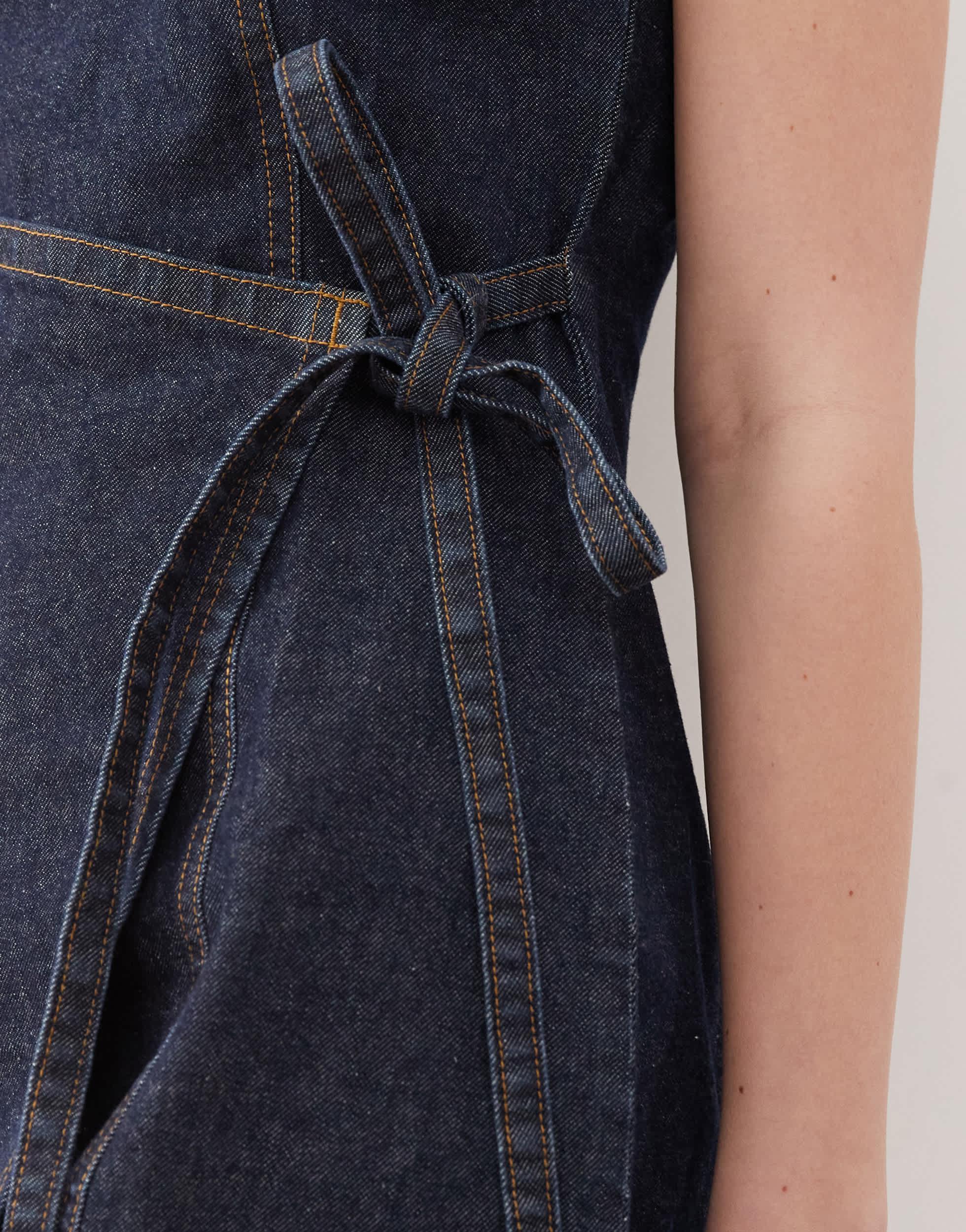 collusion denim dress COLLUSION denim mini dress with buckle details in rinse wash