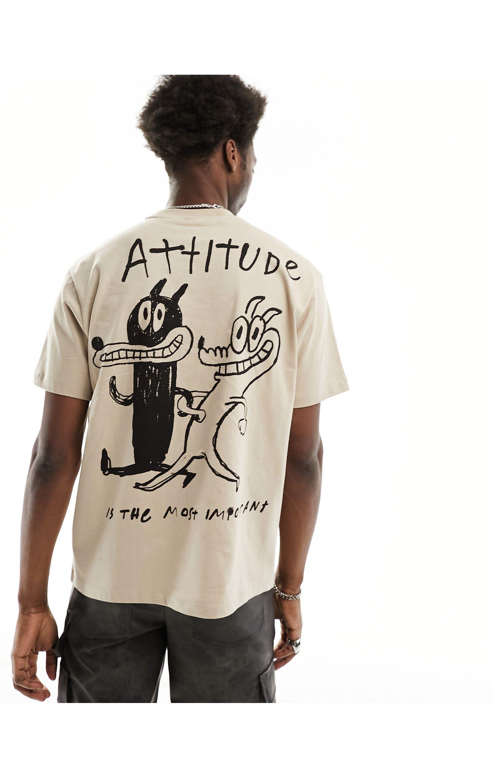 Bershka Attitude Back Printed T-shirt in Natural for Men | Lyst