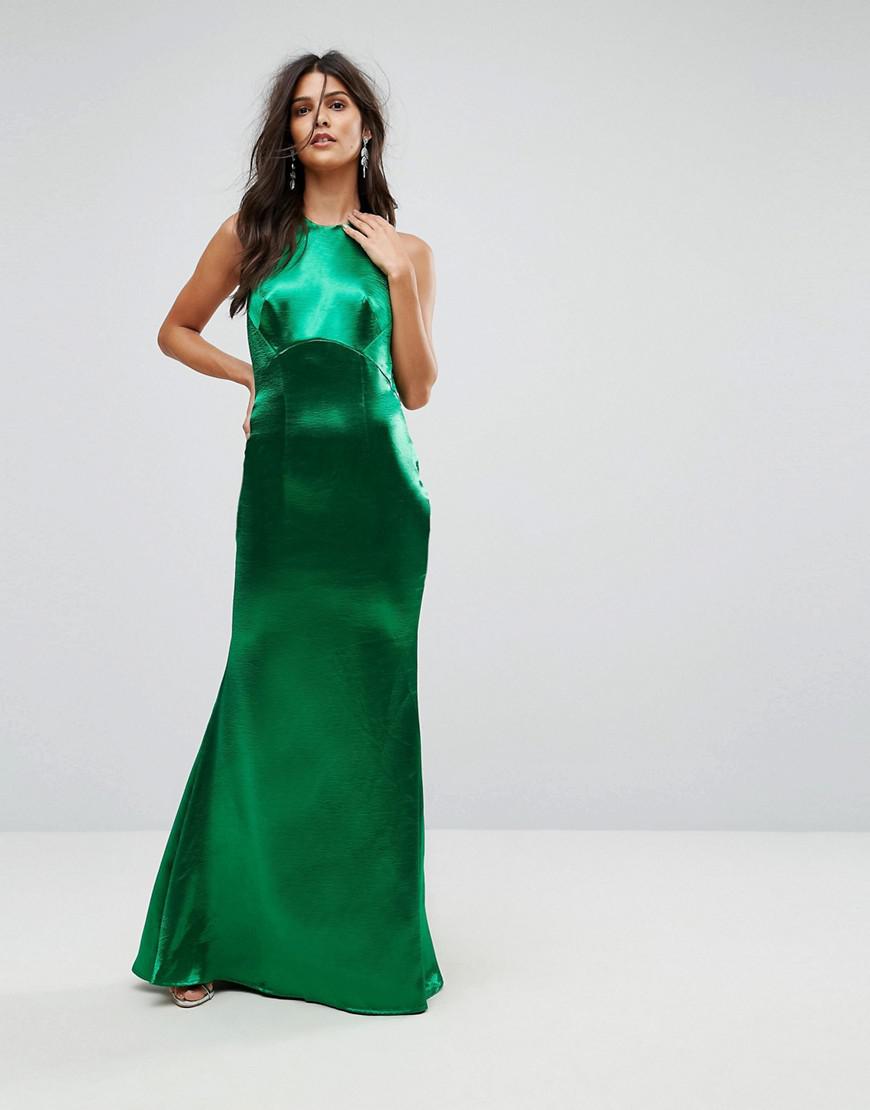 jarlo high neck fishtail maxi dress