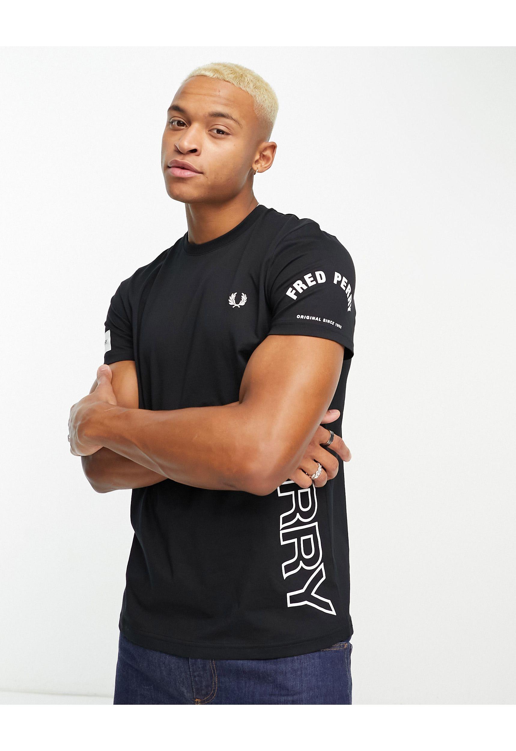 Fred Perry Patch Branding T-shirt in Black for Men | Lyst