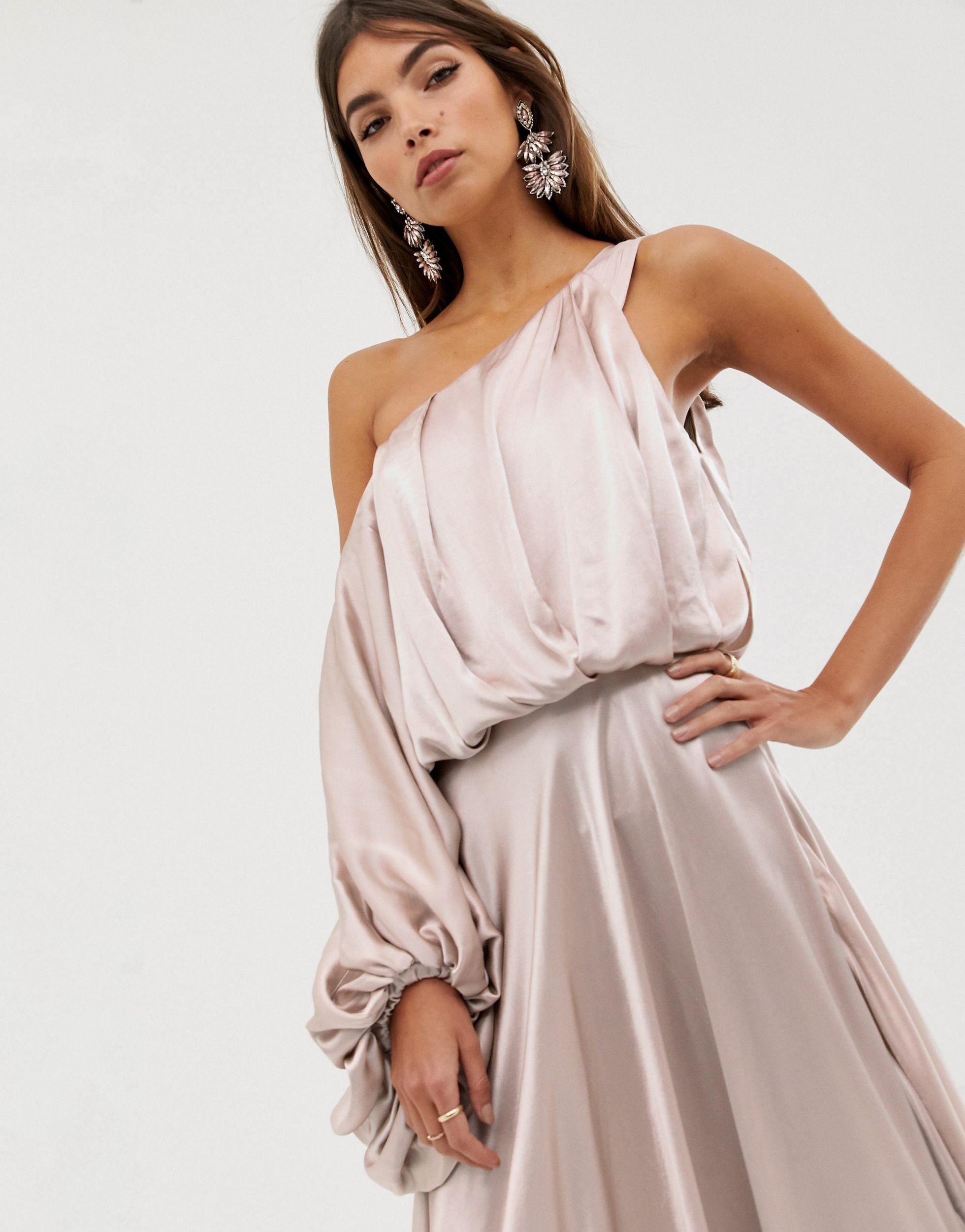 blouson one shoulder dress