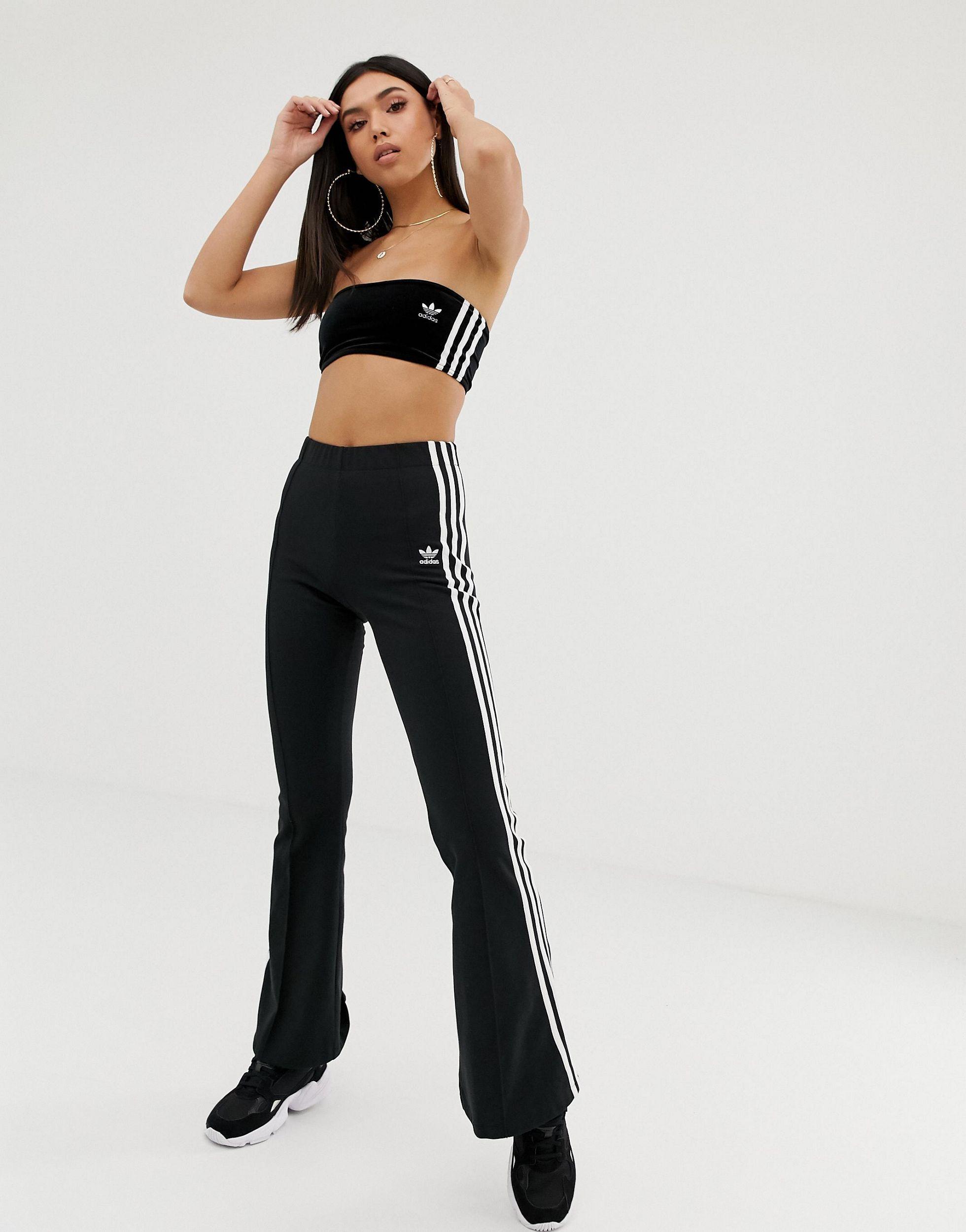 adidas Originals Adicolor Three Stripe Flared Pants in Black | Lyst  Australia