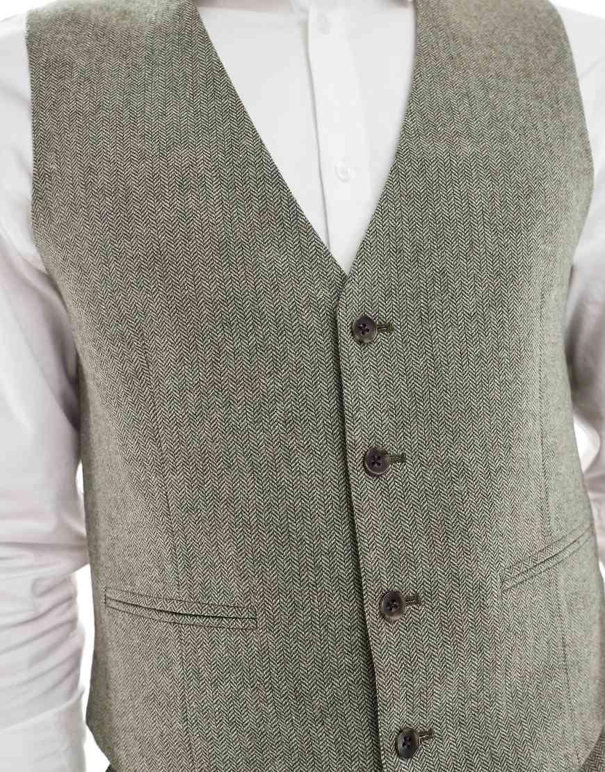 Grey Asos Mens Waistcoat ASOS Wool Rich Slim Suit Waistcoat In