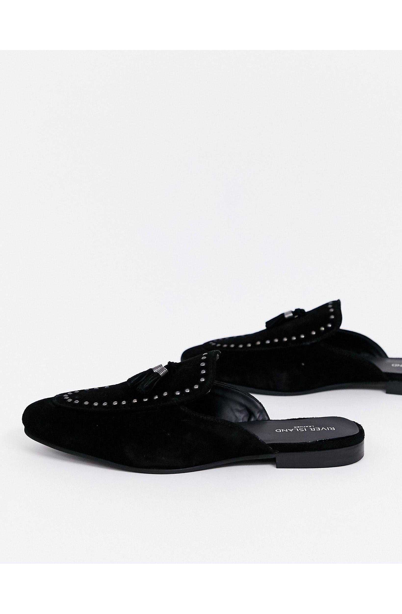 River Island Suède Loafers Met Open Achterkant in het Zwart voor heren -  Lyst