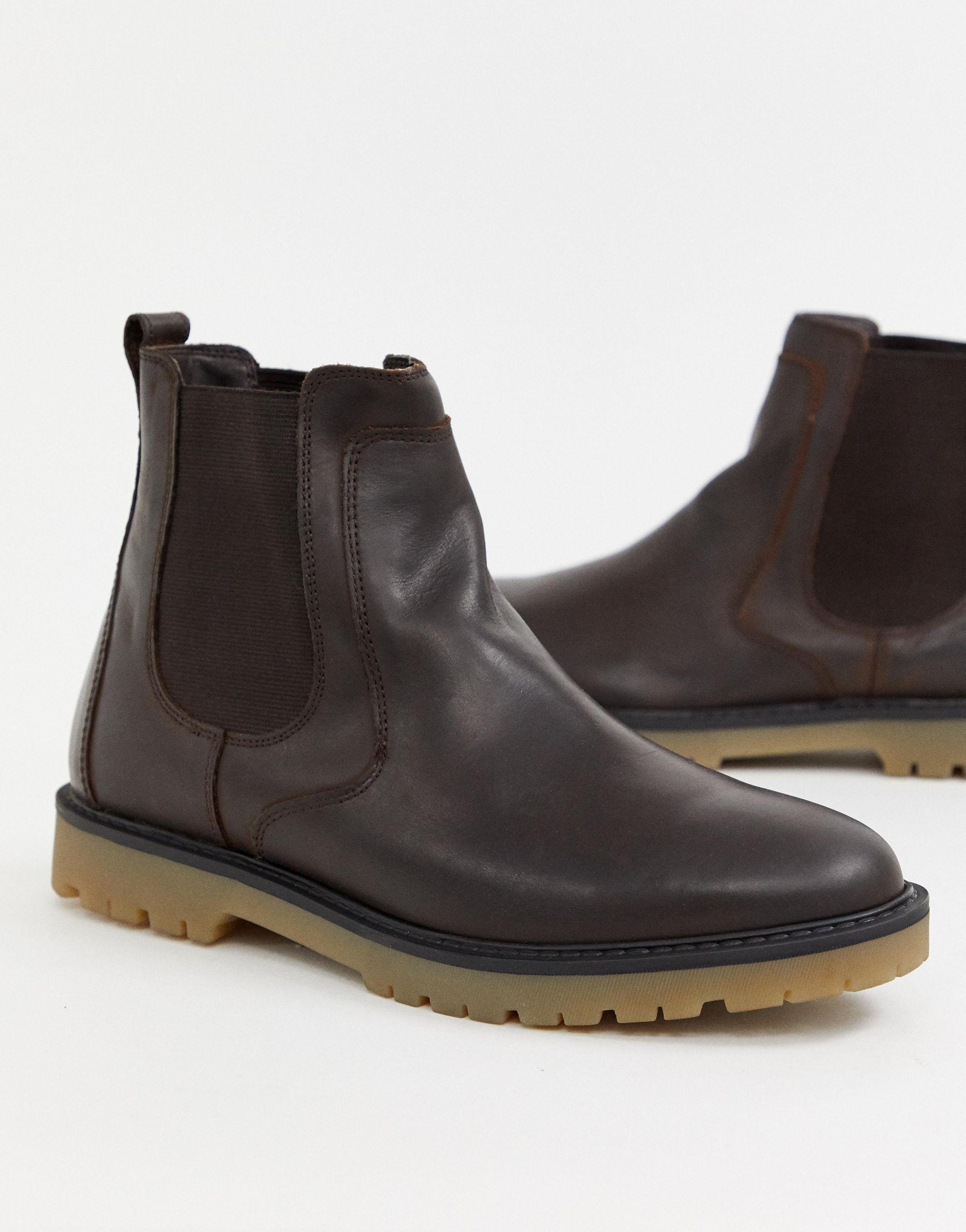 Pull&Bear Leather Chelsea Boot With Chunky Sole in Brown for Men | Lyst UK